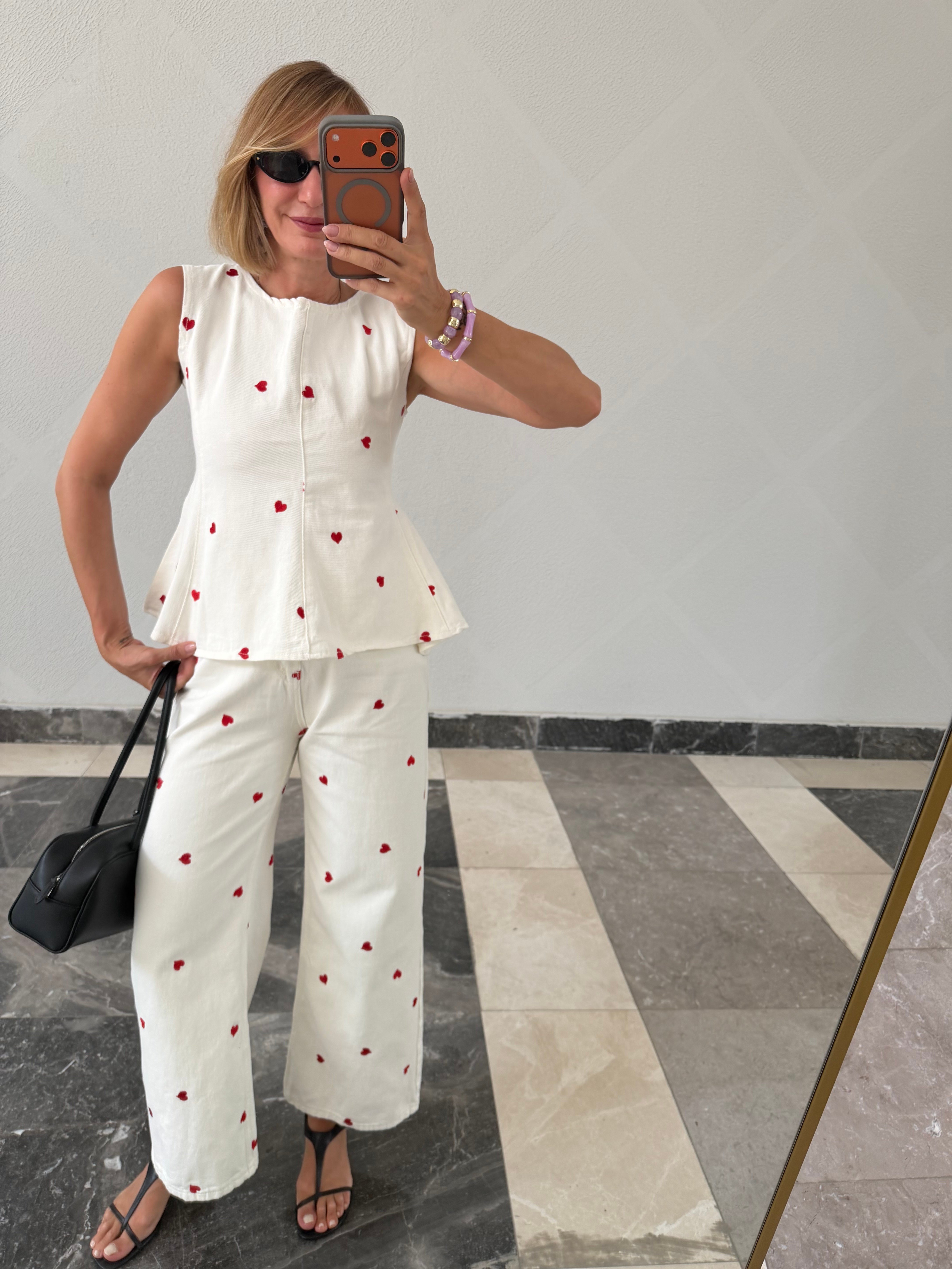 Anne With Love Nakışlı Denim Takım