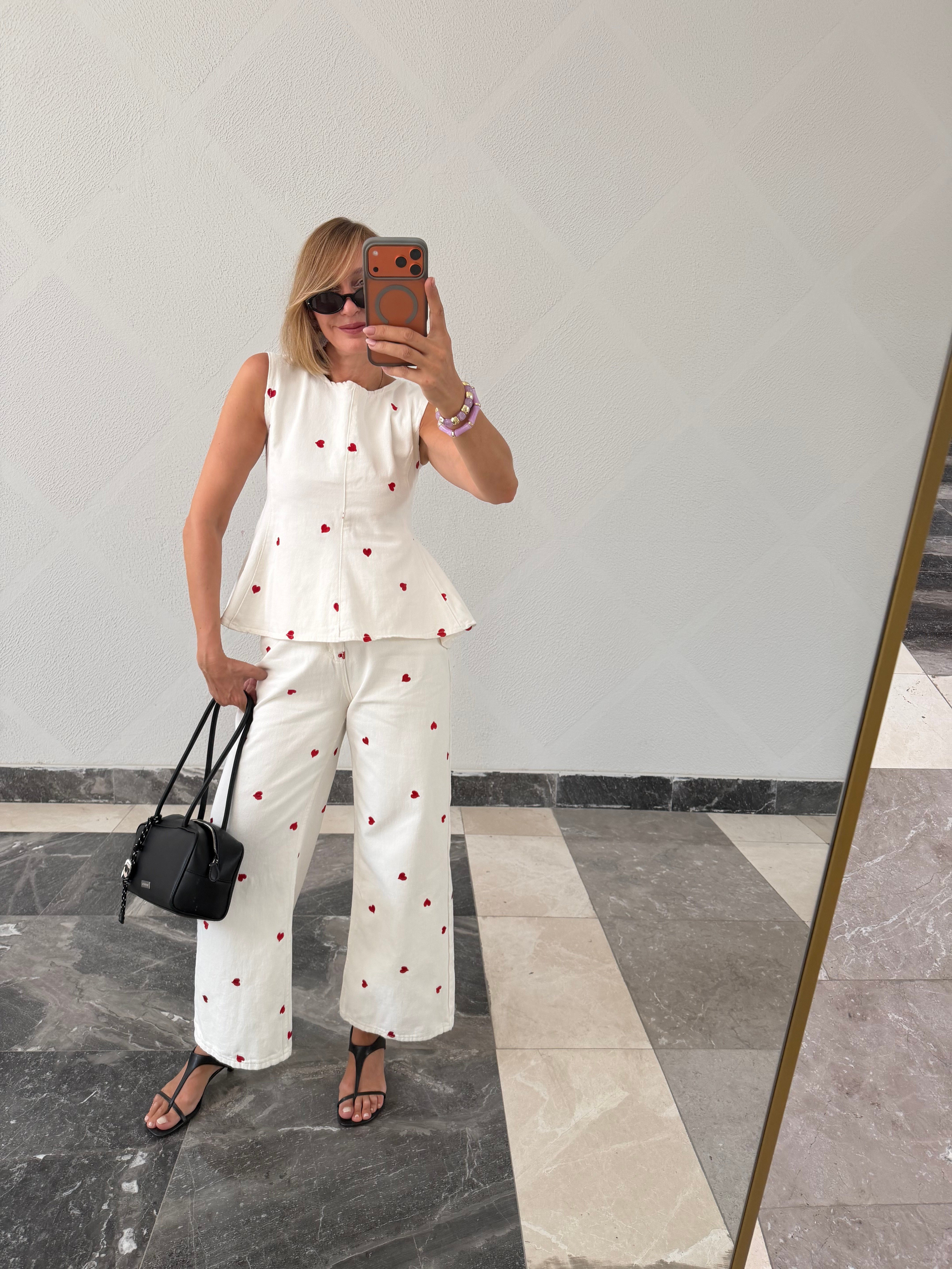 Anne With Love Nakışlı Denim Takım