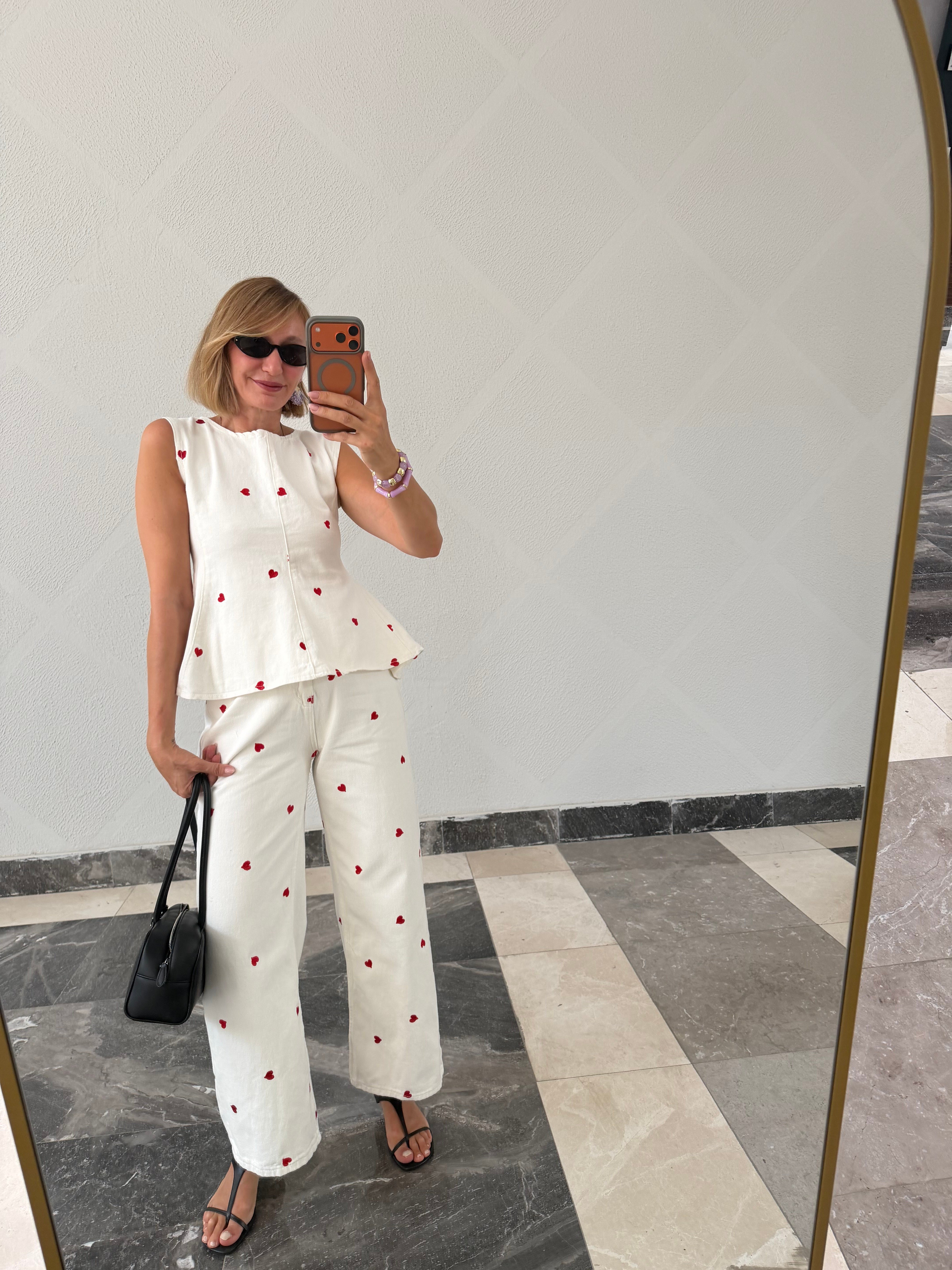 Anne With Love Nakışlı Denim Takım