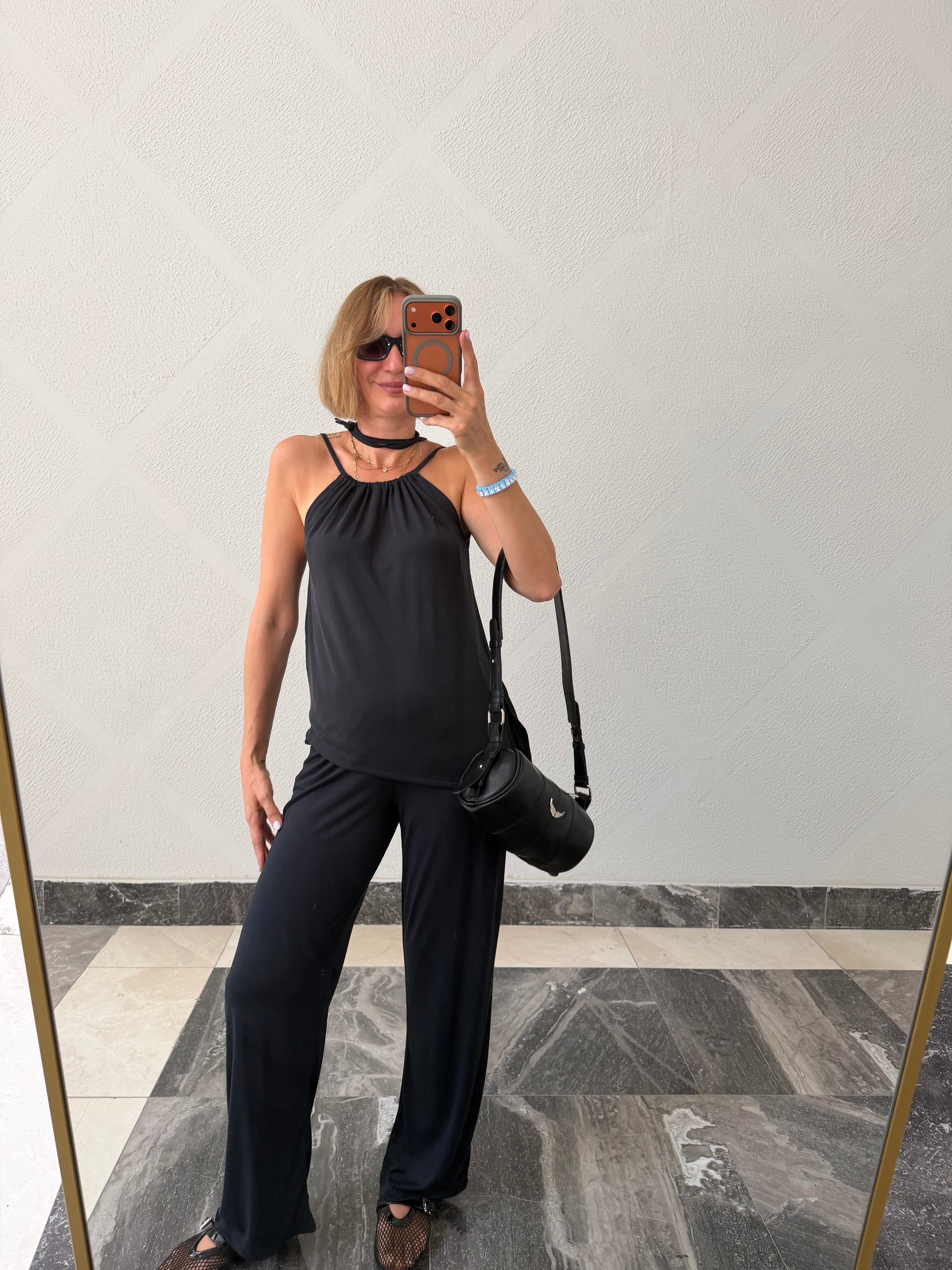 Antrasit Halter Yaka Takım