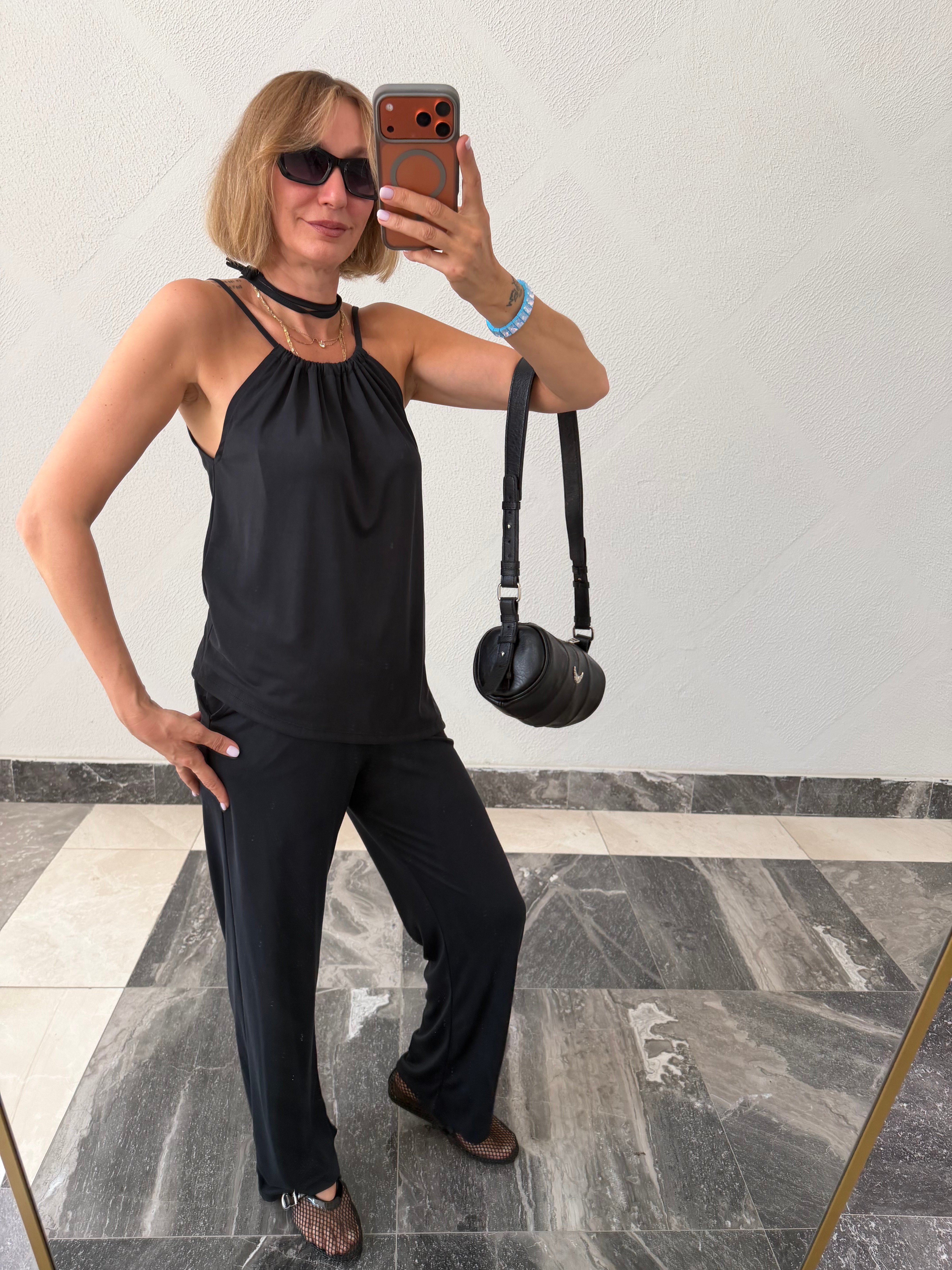 Antrasit Halter Yaka Takım