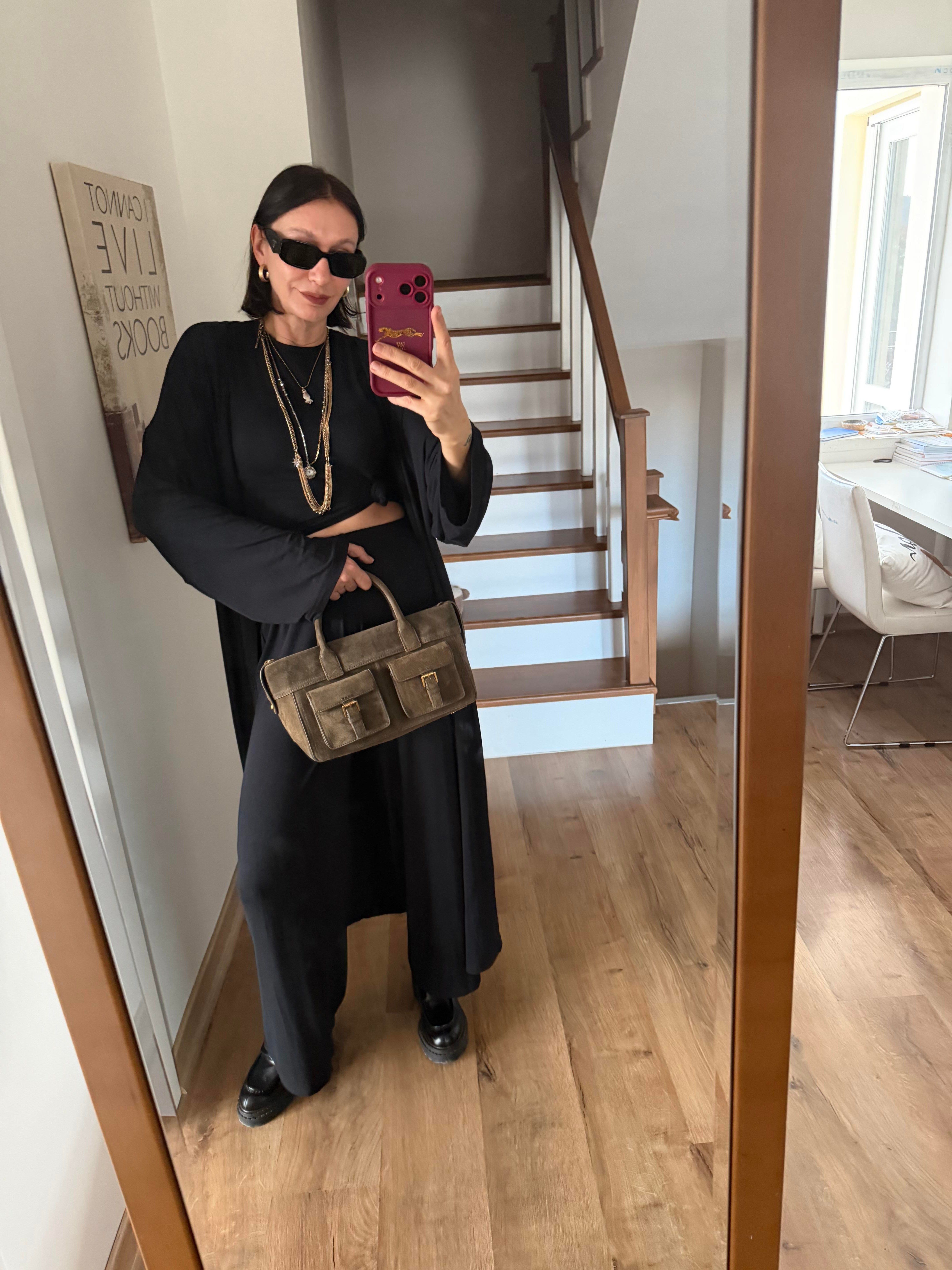 Antrasit Üçlü Basic Kimono Takım