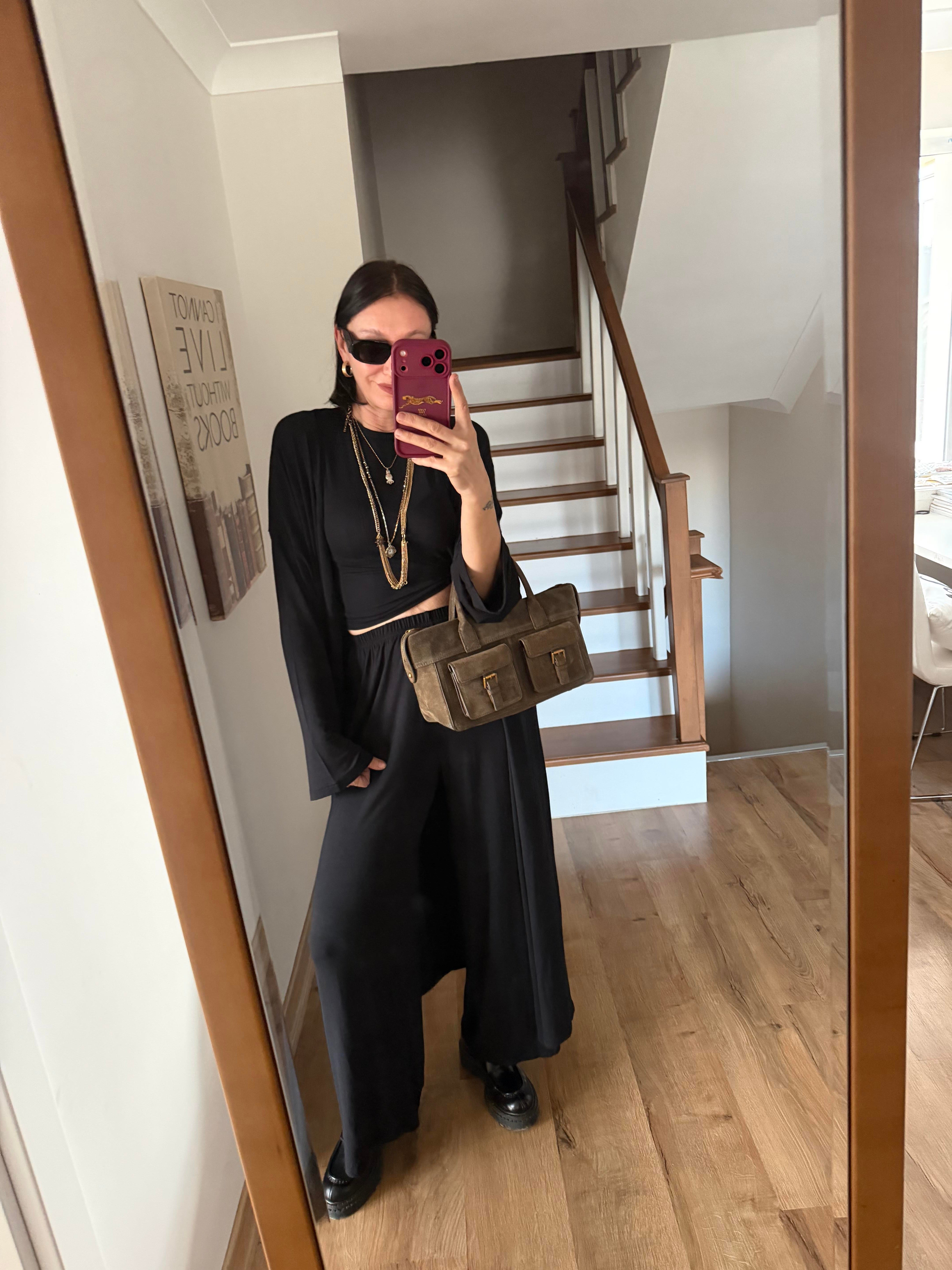 Antrasit Üçlü Basic Kimono Takım