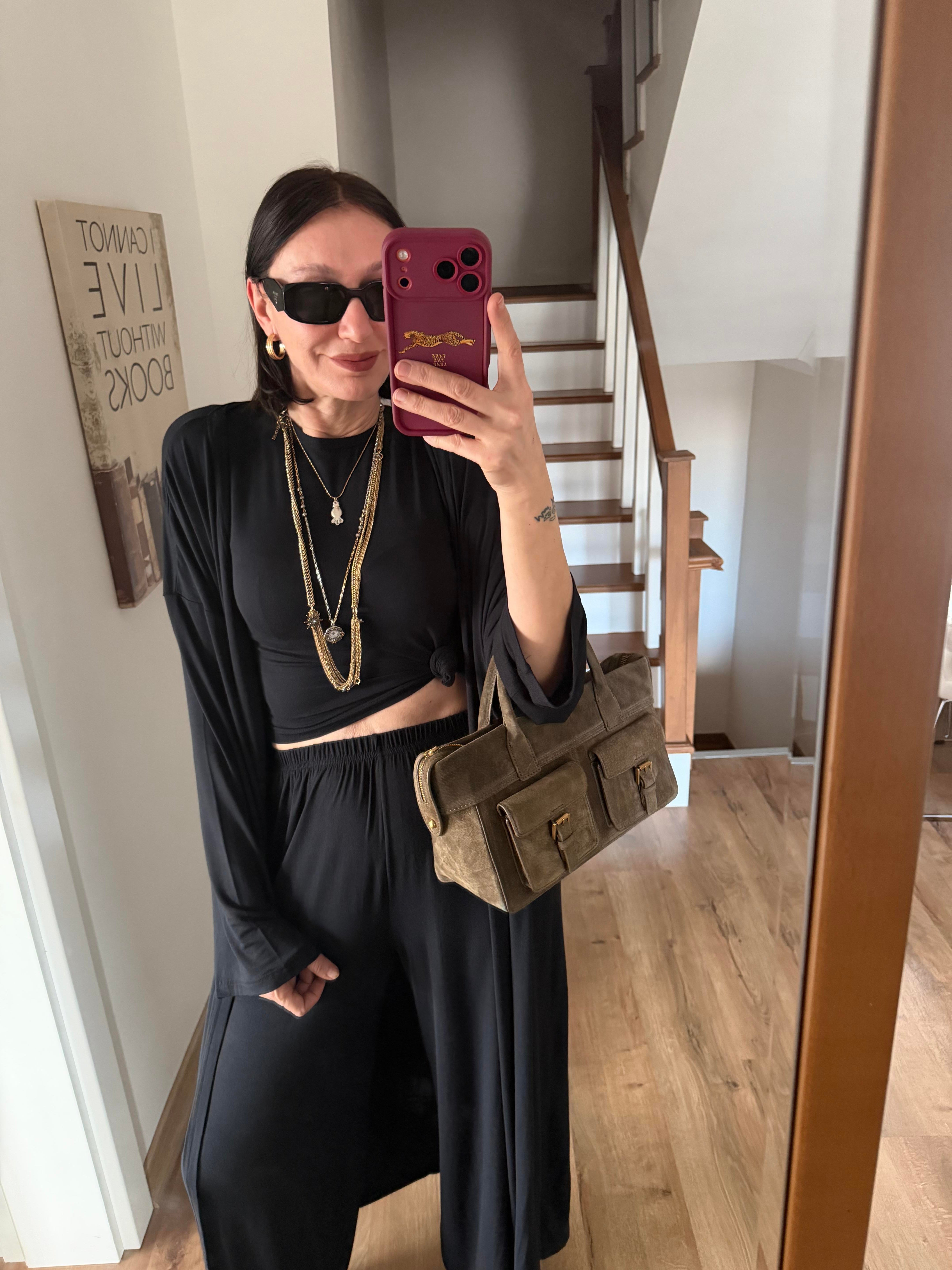 Antrasit Üçlü Basic Kimono Takım