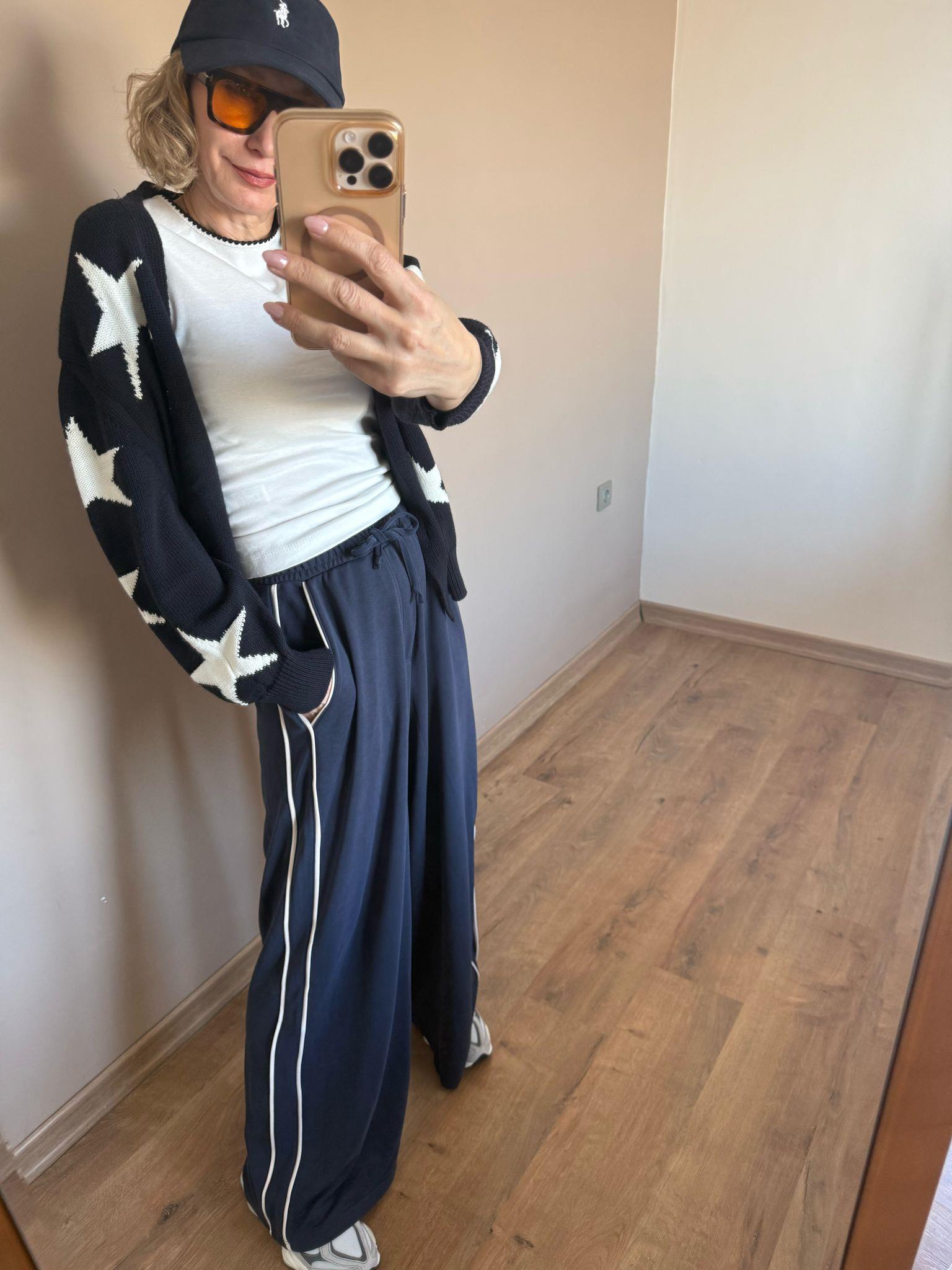 Antrasit Yandan Gipe Detaylı Beli Lastikli Bol Paça Pantolon