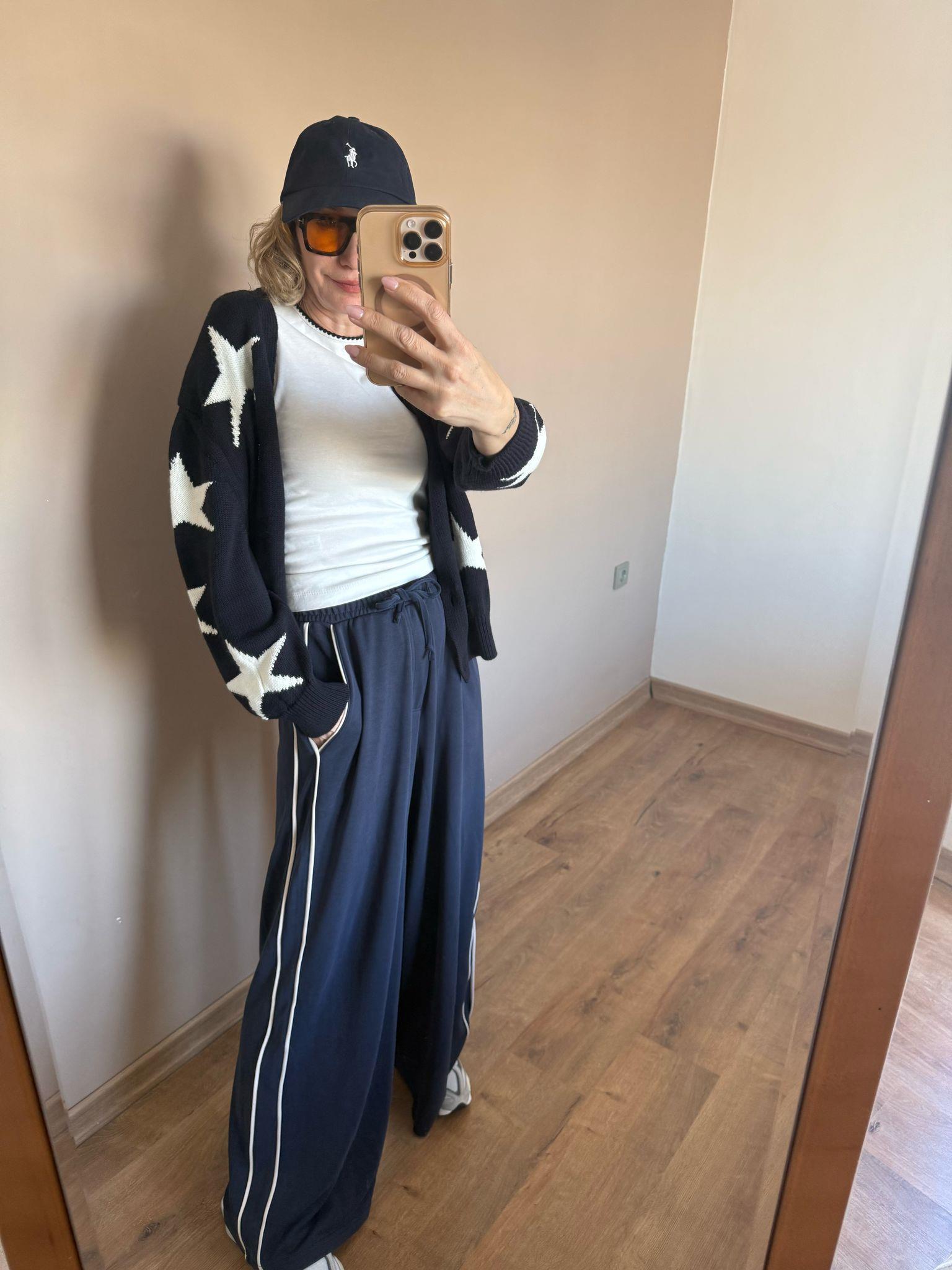 Antrasit Yandan Gipe Detaylı Beli Lastikli Bol Paça Pantolon