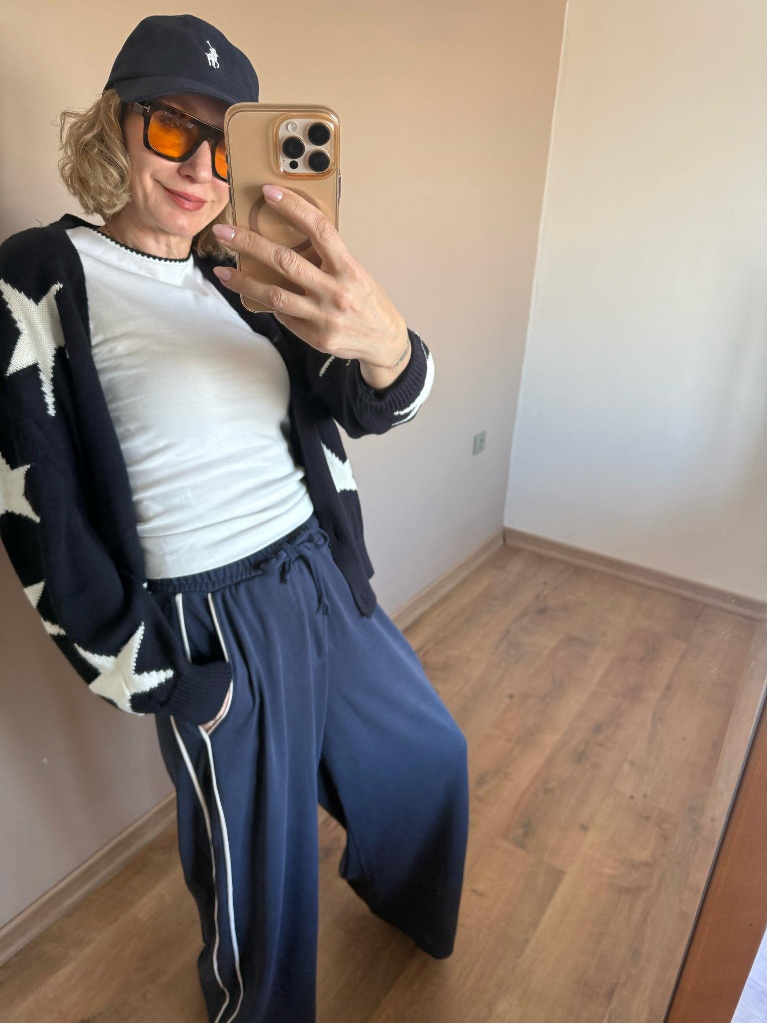 Antrasit Yandan Gipe Detaylı Beli Lastikli Bol Paça Pantolon