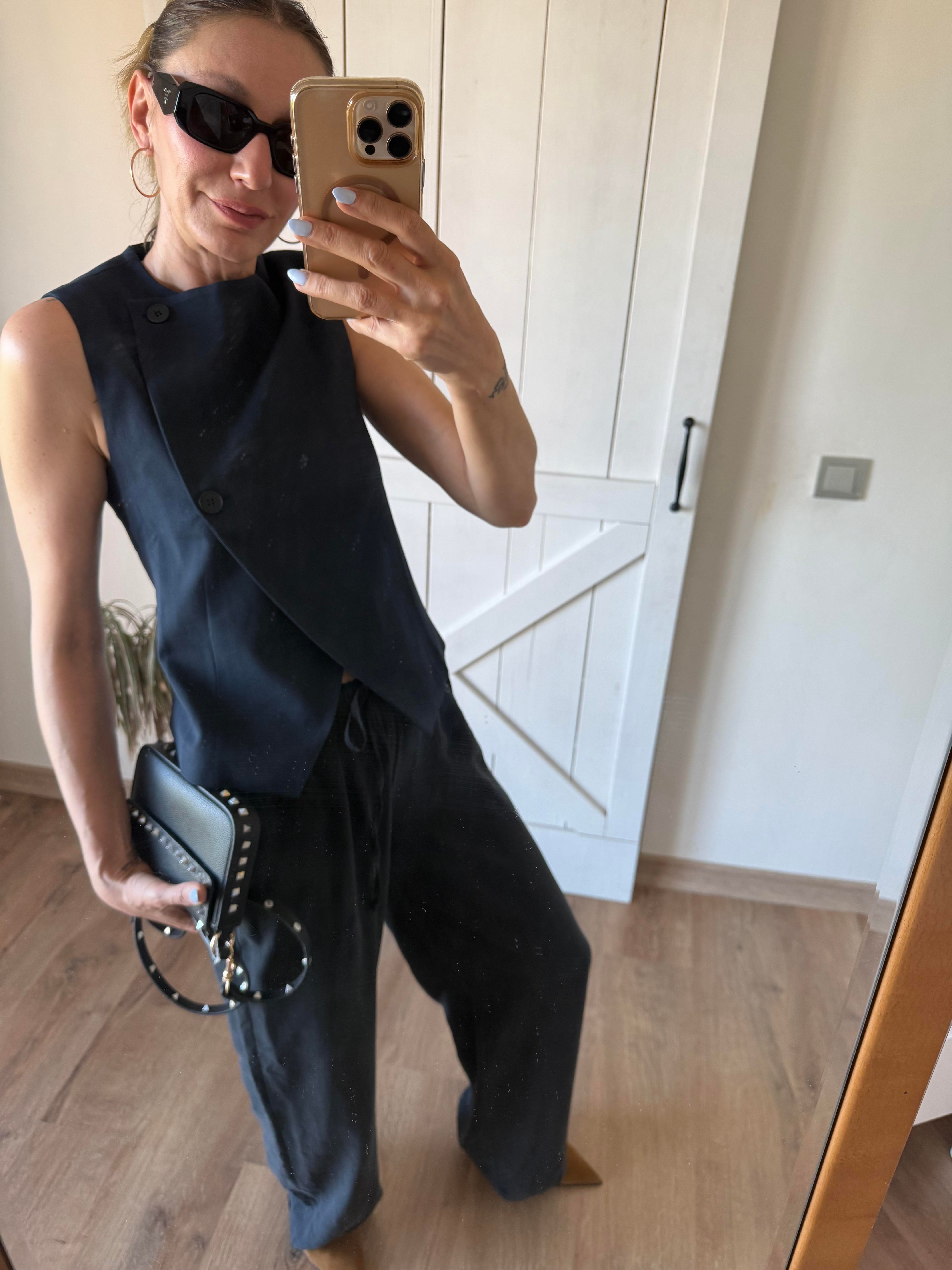 Asimetrik Premium Lacivert Yelek