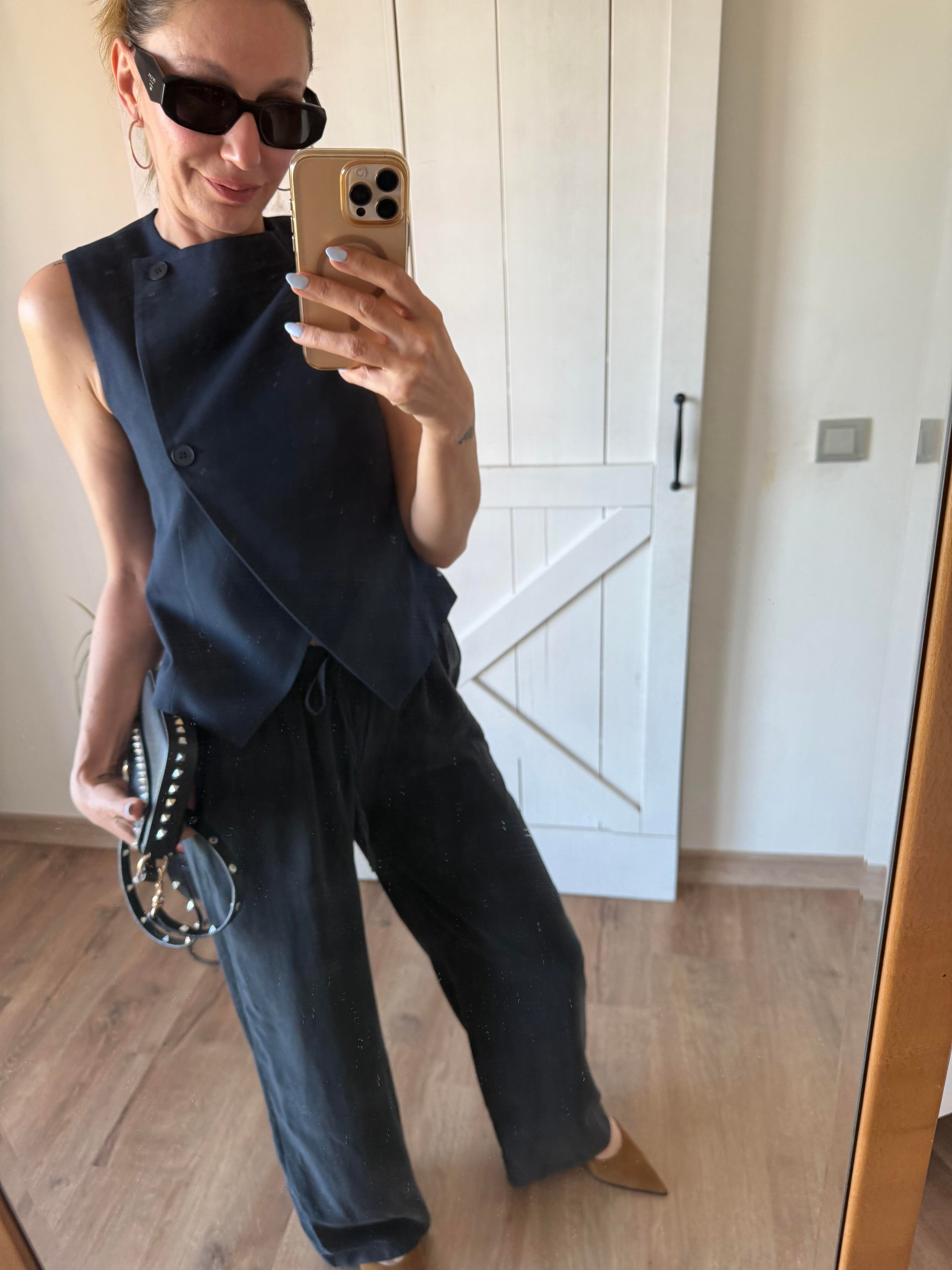 Asimetrik Premium Lacivert Yelek