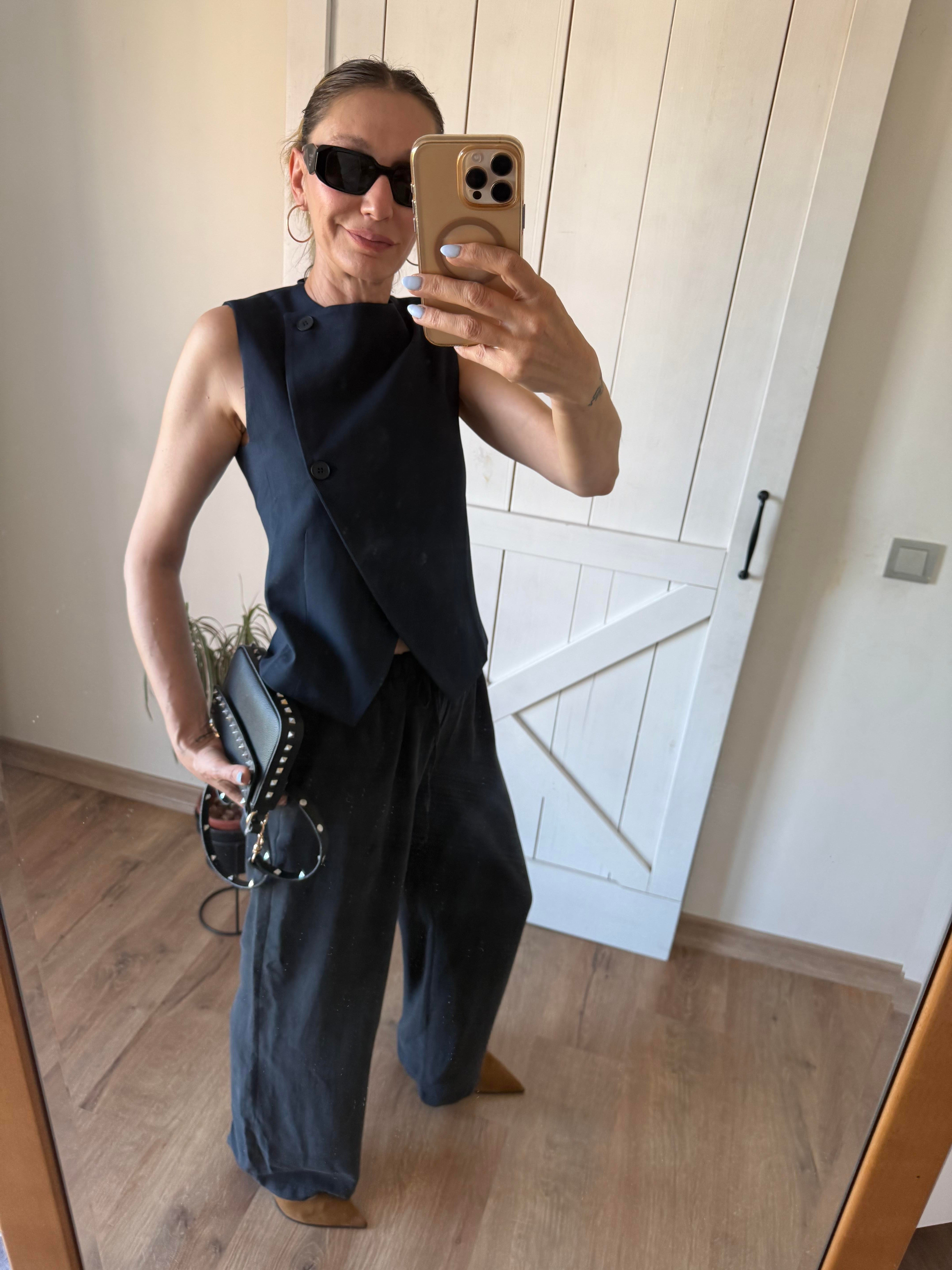 Asimetrik Premium Lacivert Yelek