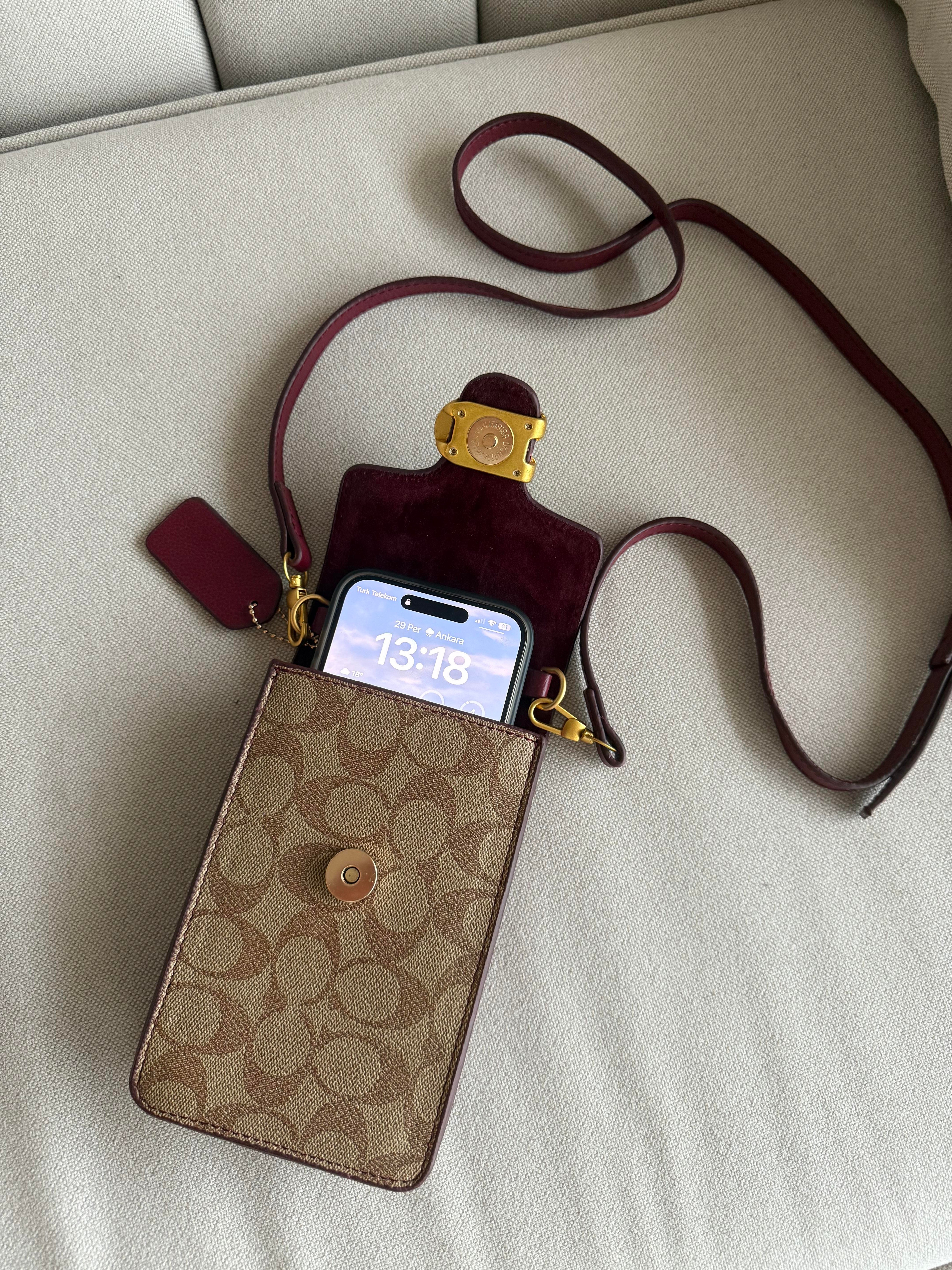 Askılı Telefonluk Bordo
