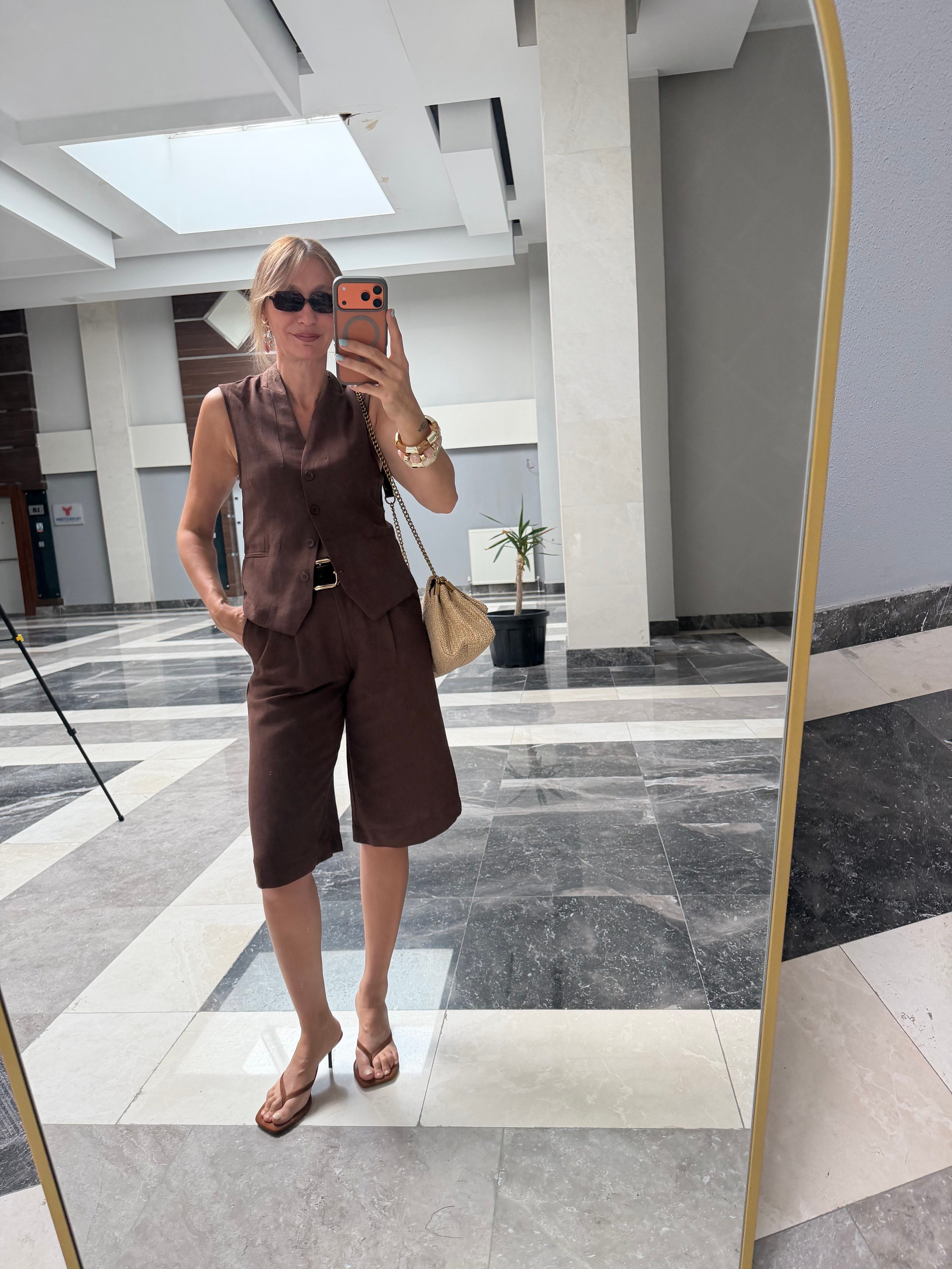 Aura Zr Yelekli Takım Kahverengi