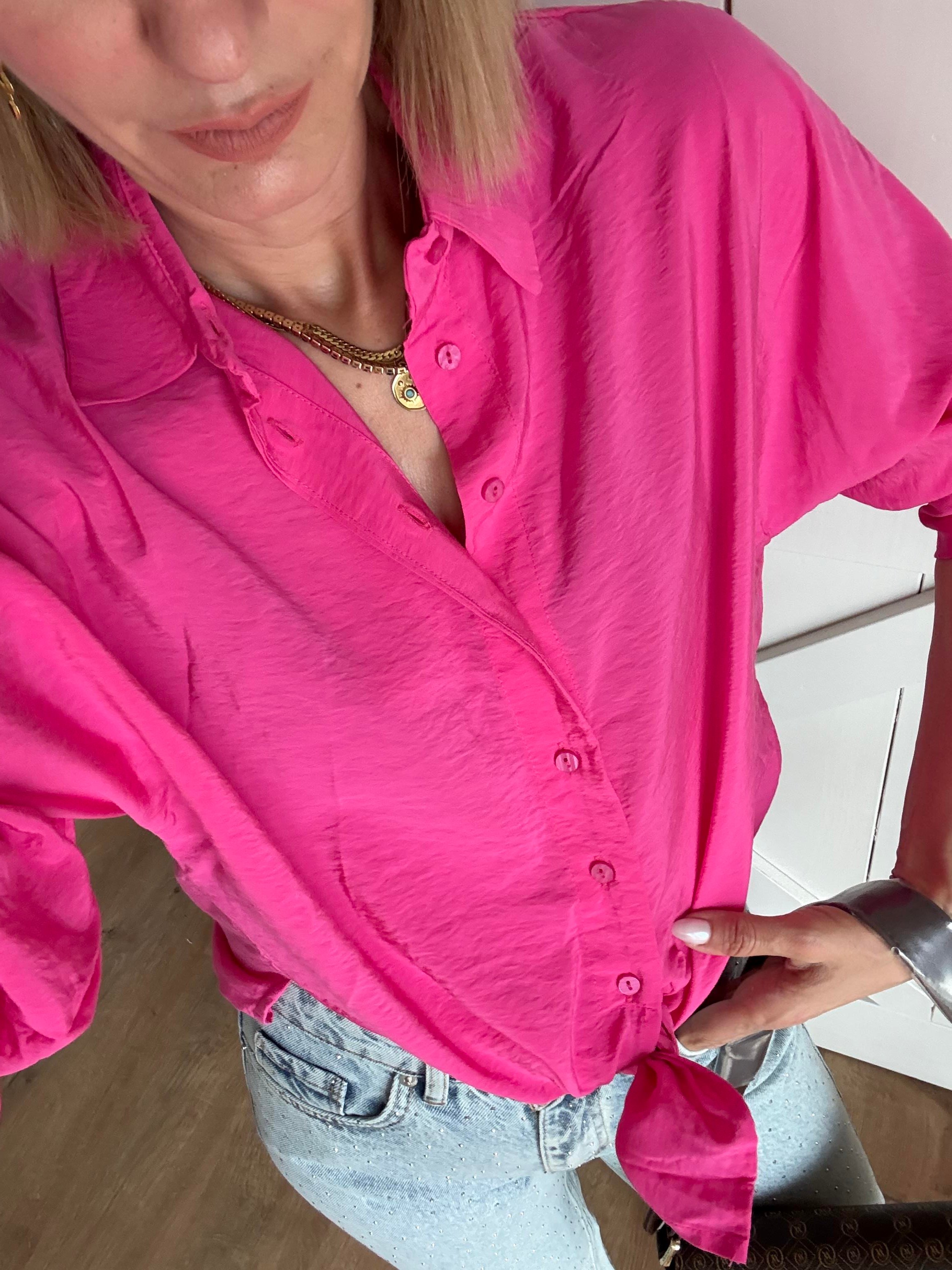 Bağlamalı Fuşya Tensel Gömlek