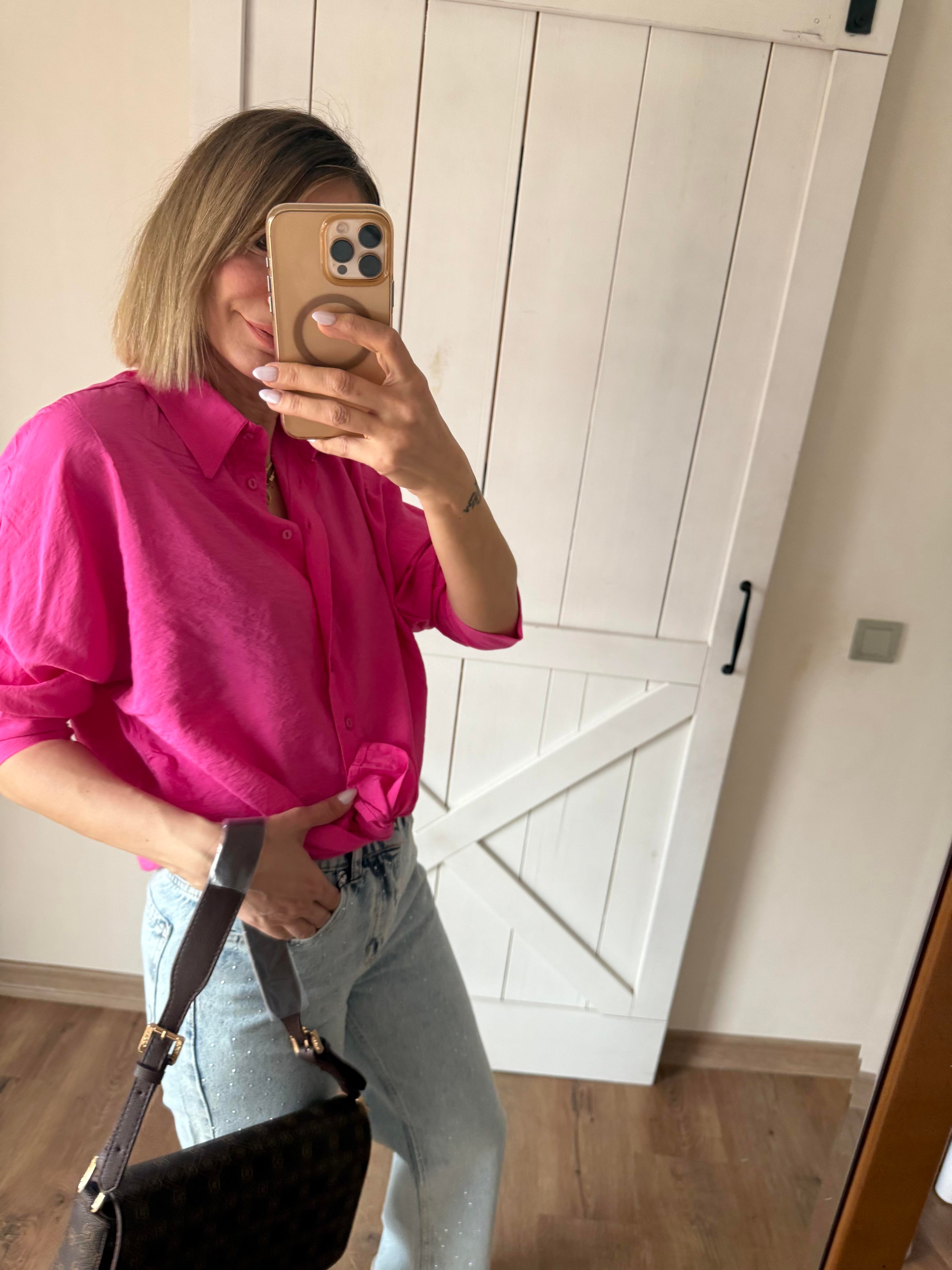 Bağlamalı Fuşya Tensel Gömlek