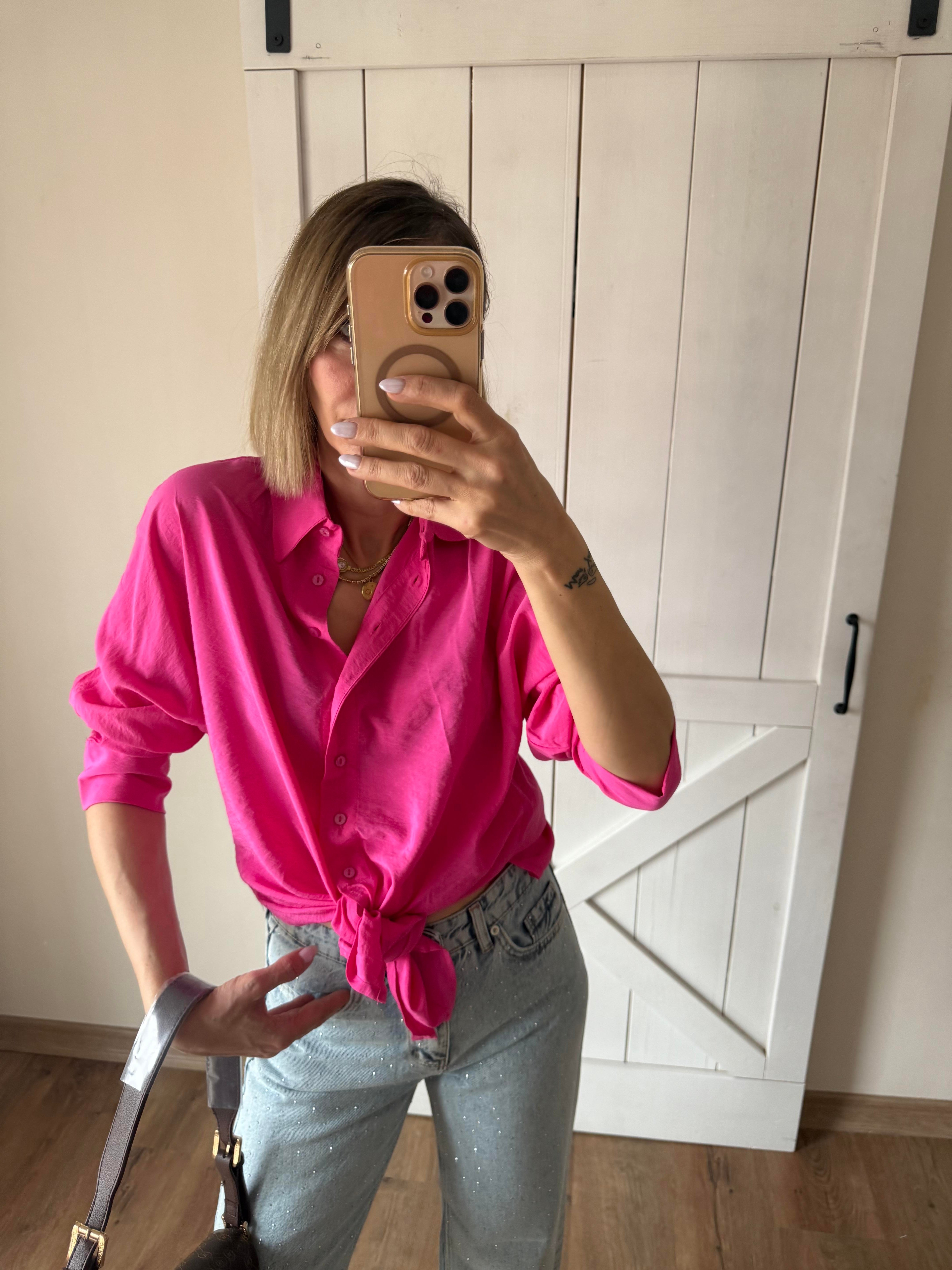 Bağlamalı Fuşya Tensel Gömlek