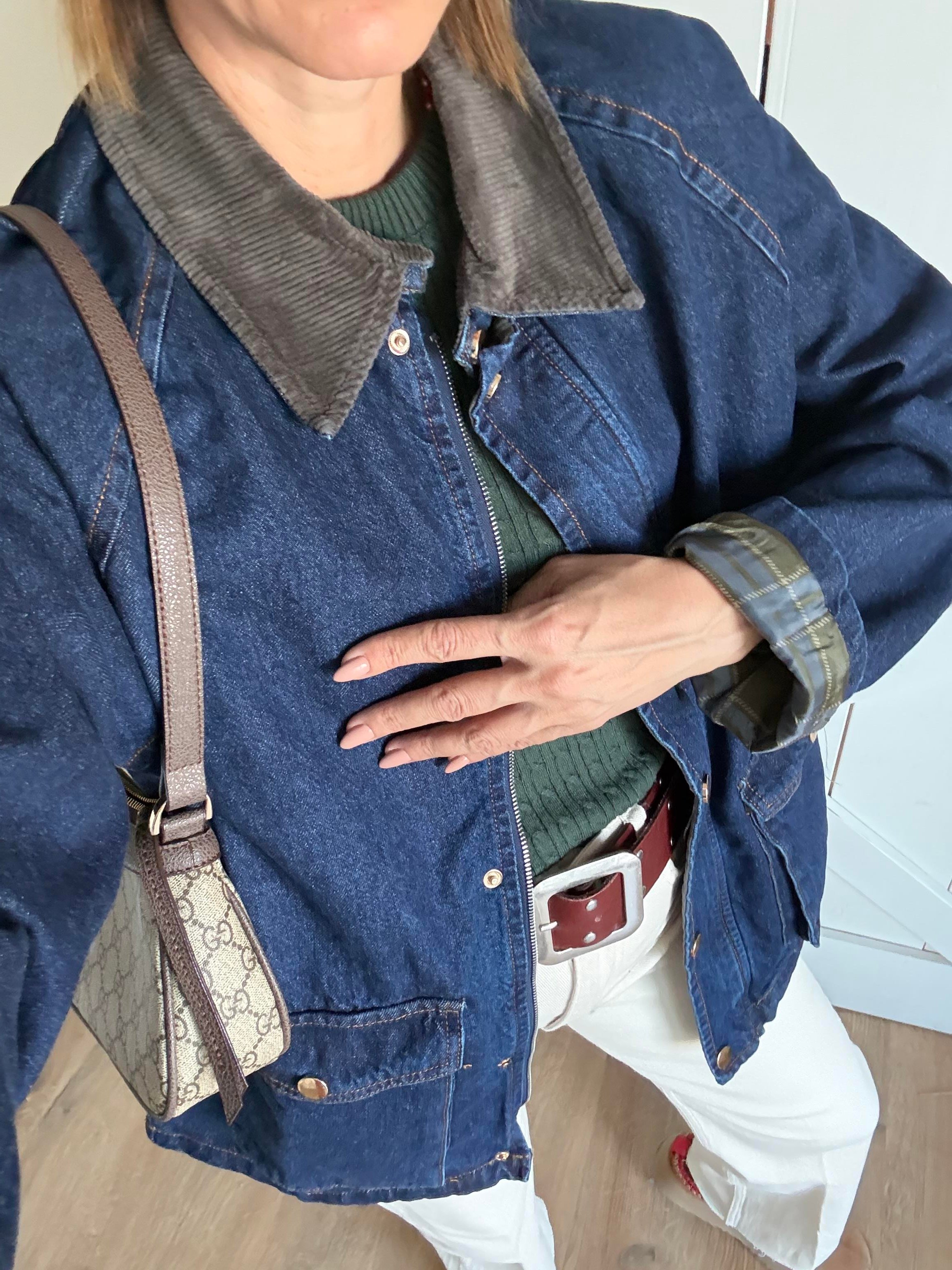 Barbour Model İçi Yeşil Ekoseli Kadife Yakalı Ceket