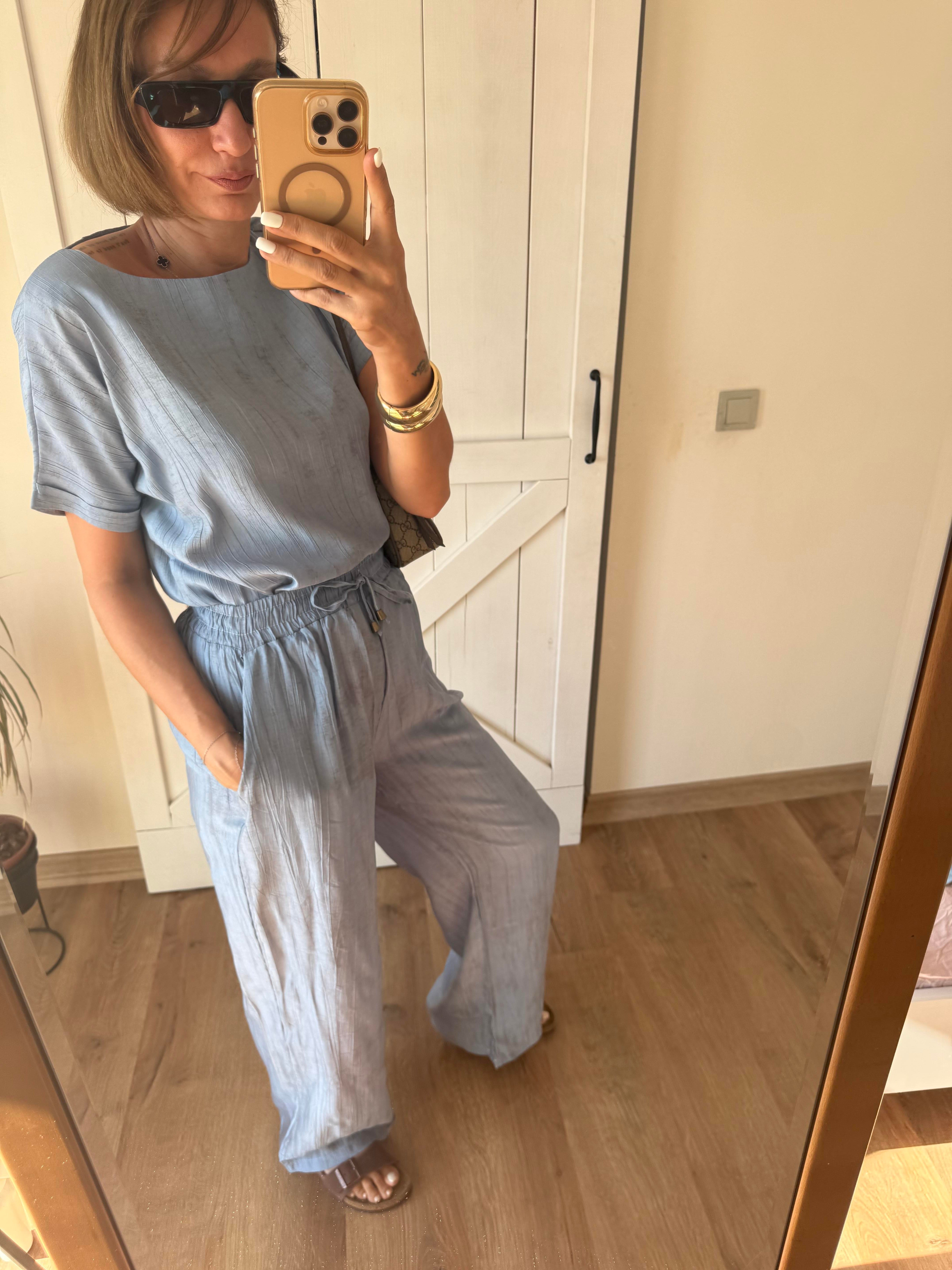 Bebek Mavi Bluz Pantolon Tensel Takım