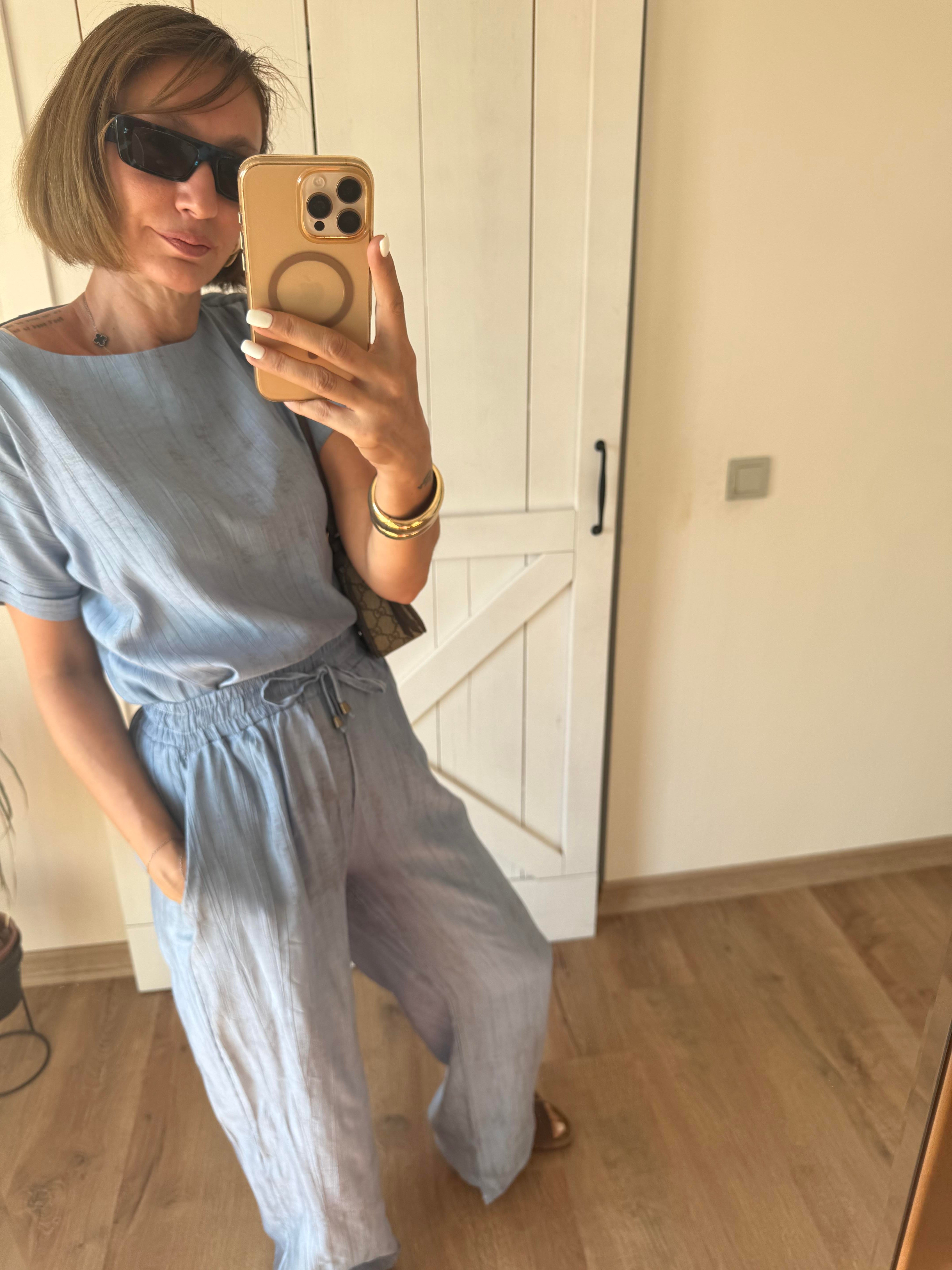 Bebek Mavi Bluz Pantolon Tensel Takım