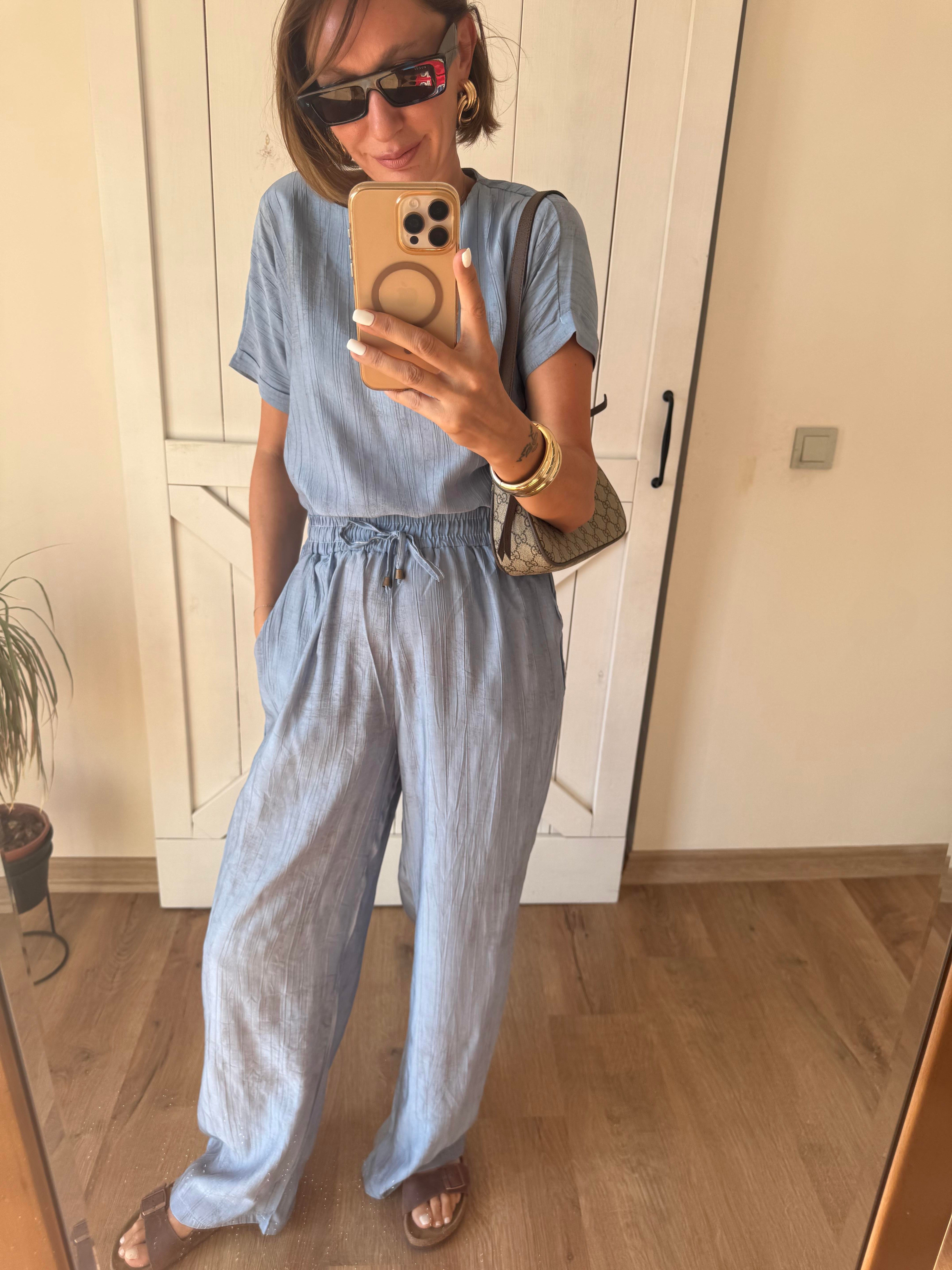 Bebek Mavi Bluz Pantolon Tensel Takım