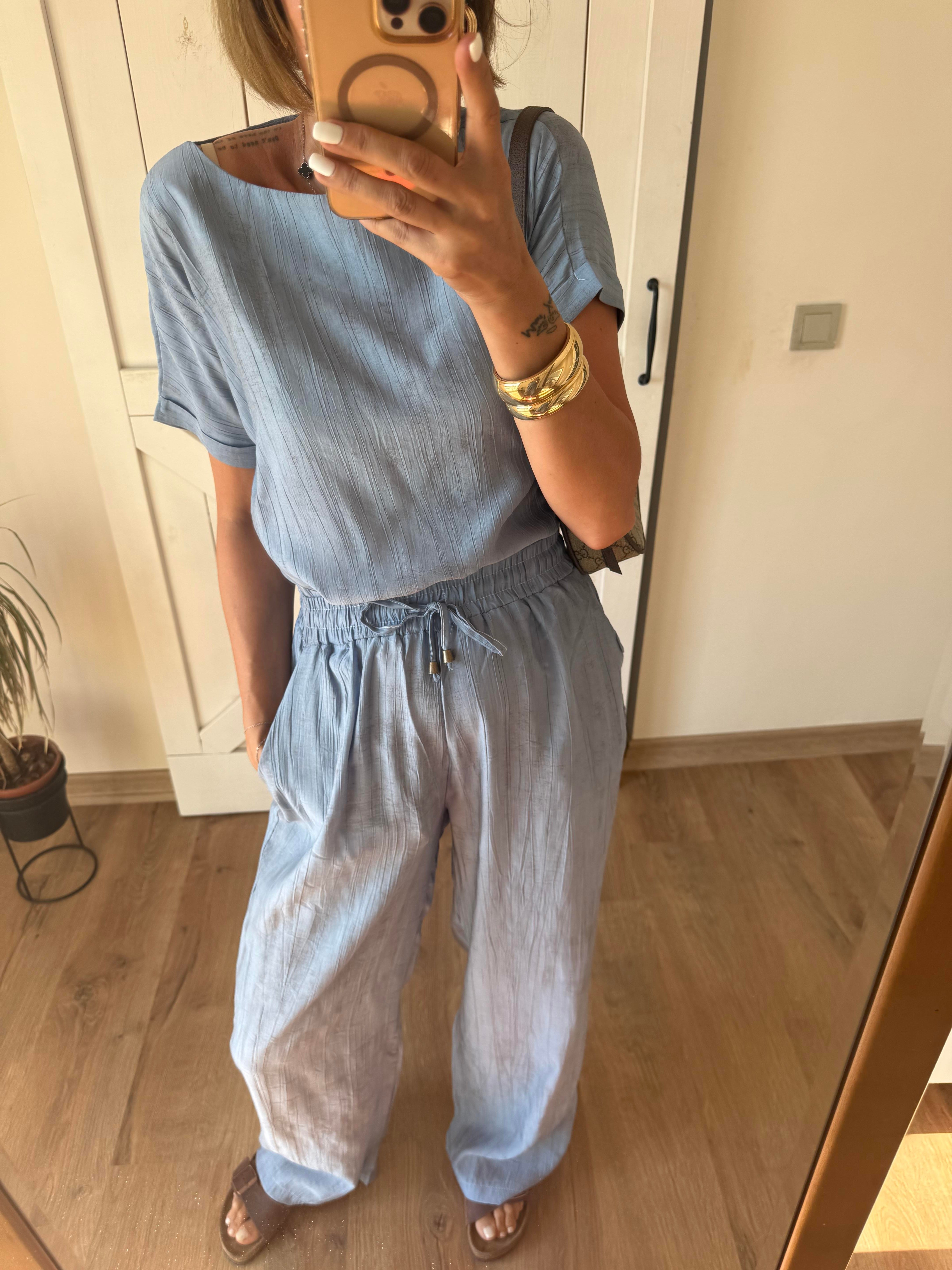 Bebek Mavi Bluz Pantolon Tensel Takım