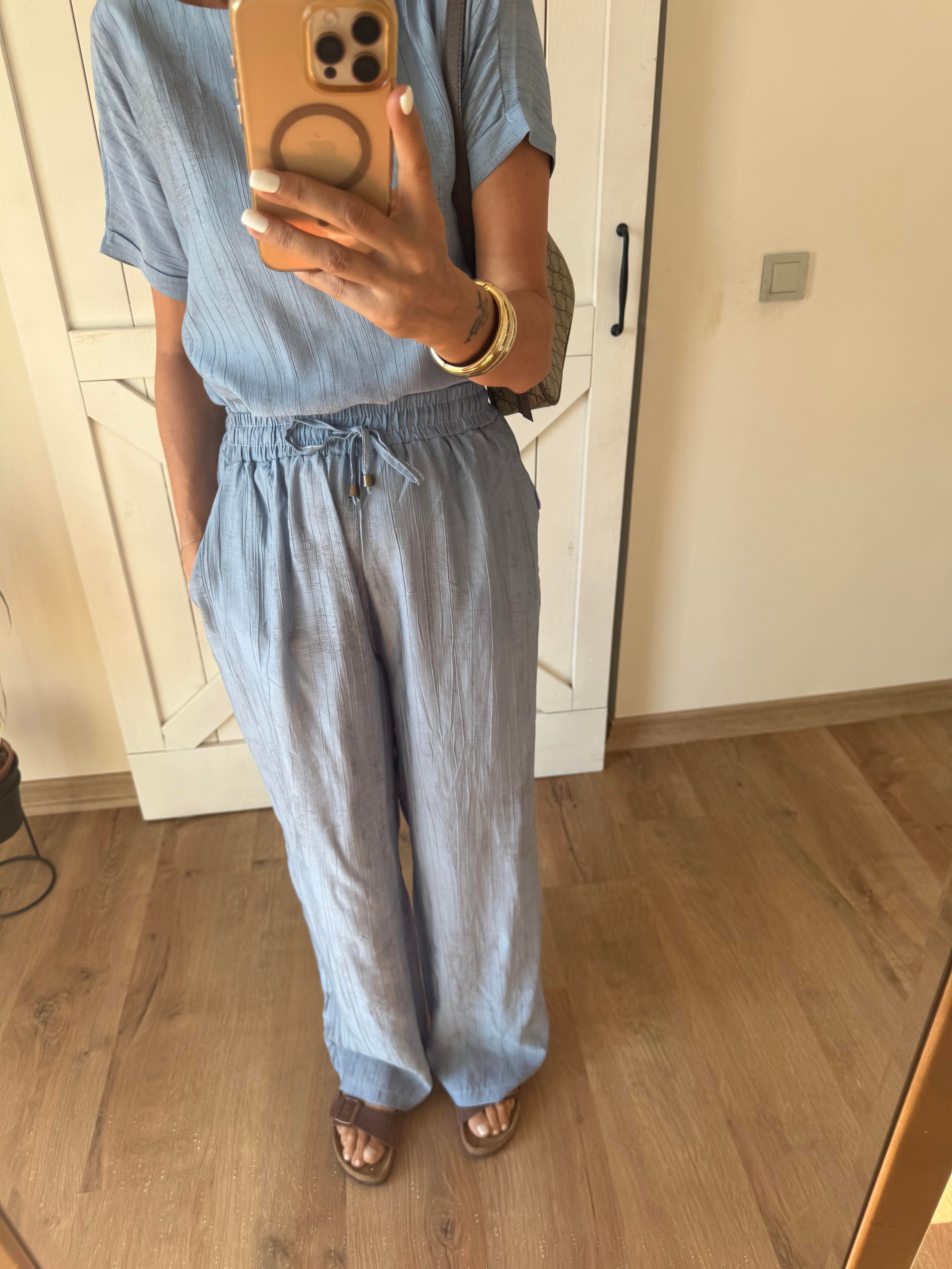 Bebek Mavi Bluz Pantolon Tensel Takım