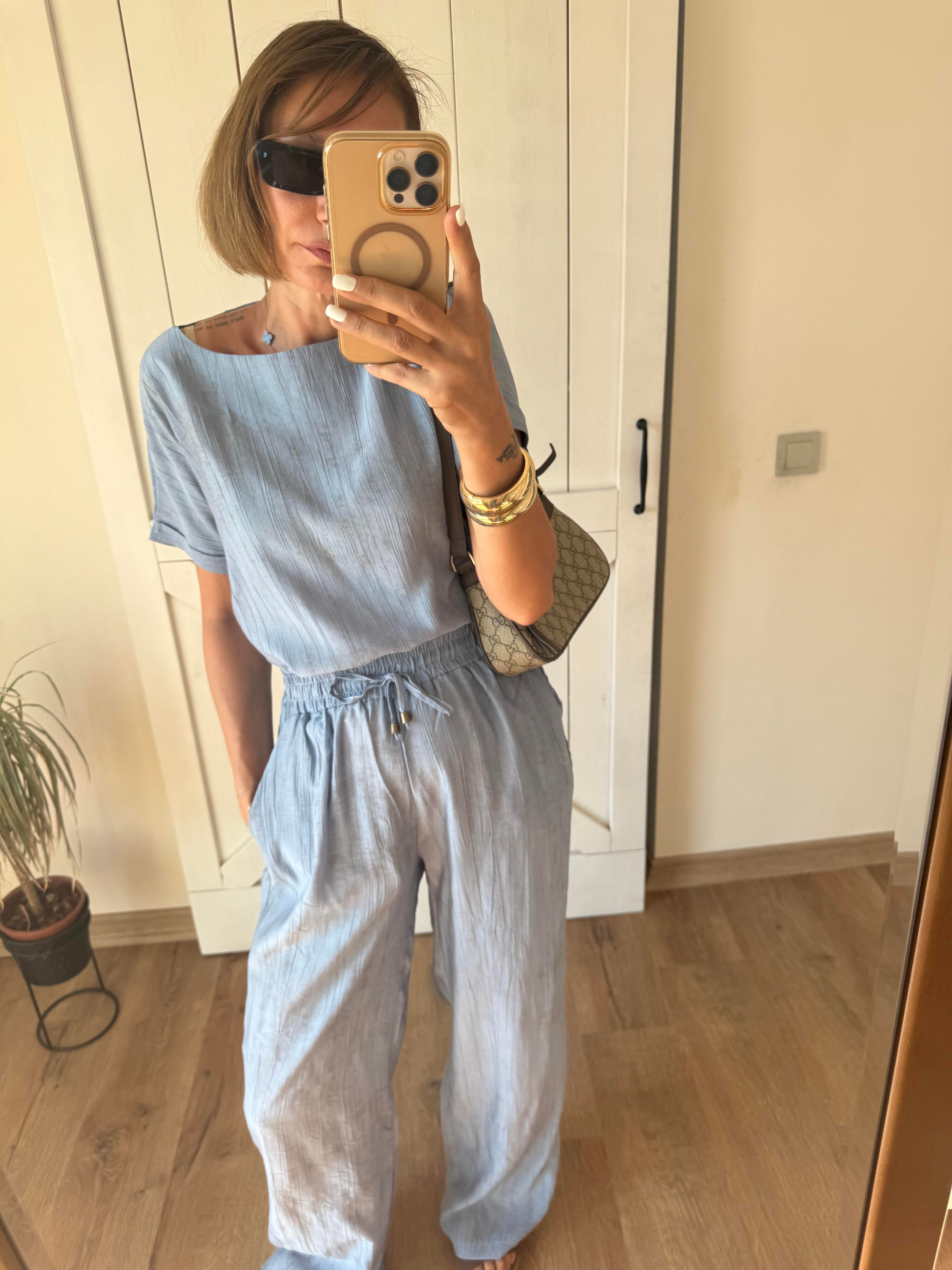 Bebek Mavi Bluz Pantolon Tensel Takım