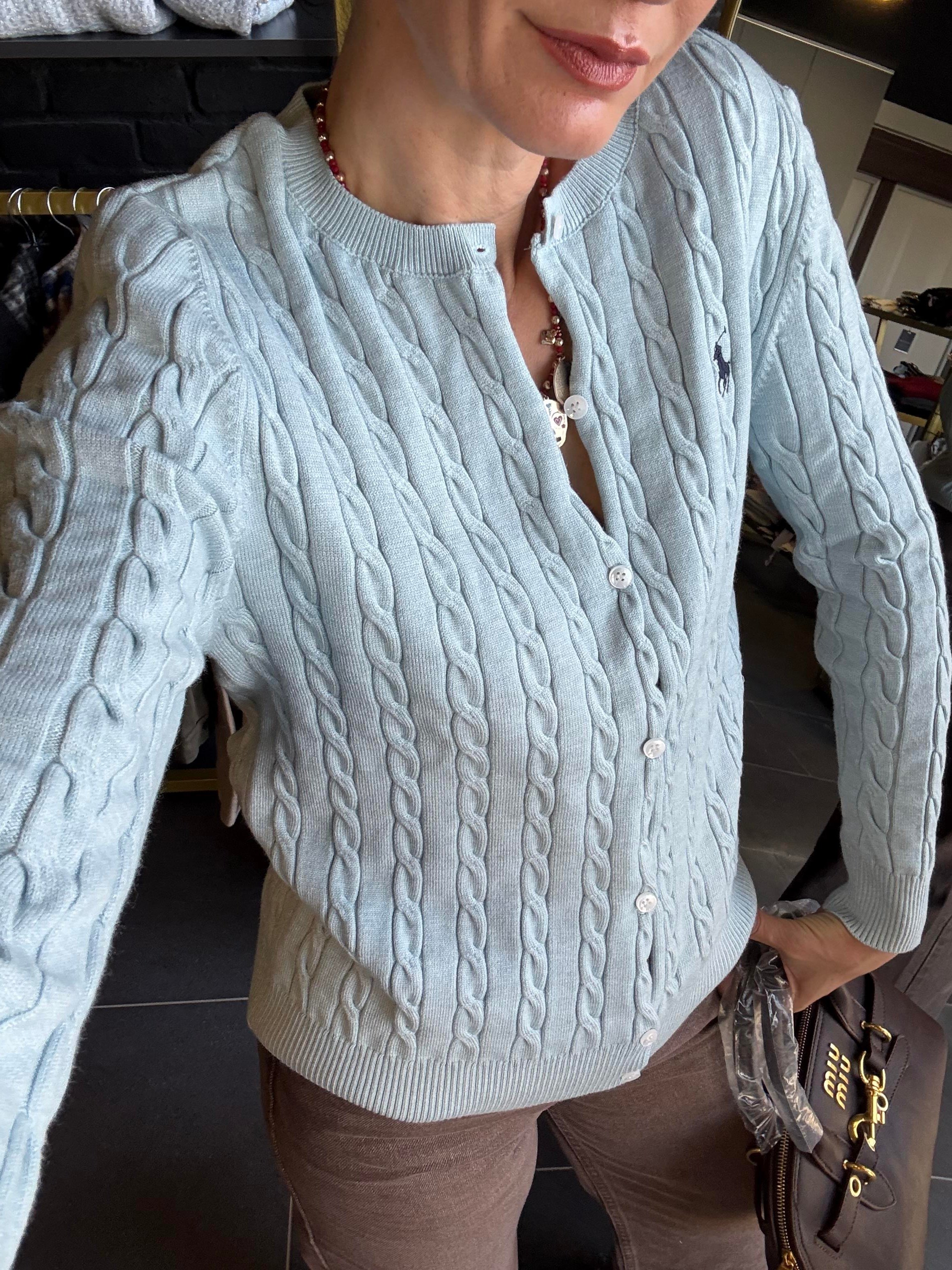 Bebek Mavi Kalın Saç Örgü Hırka