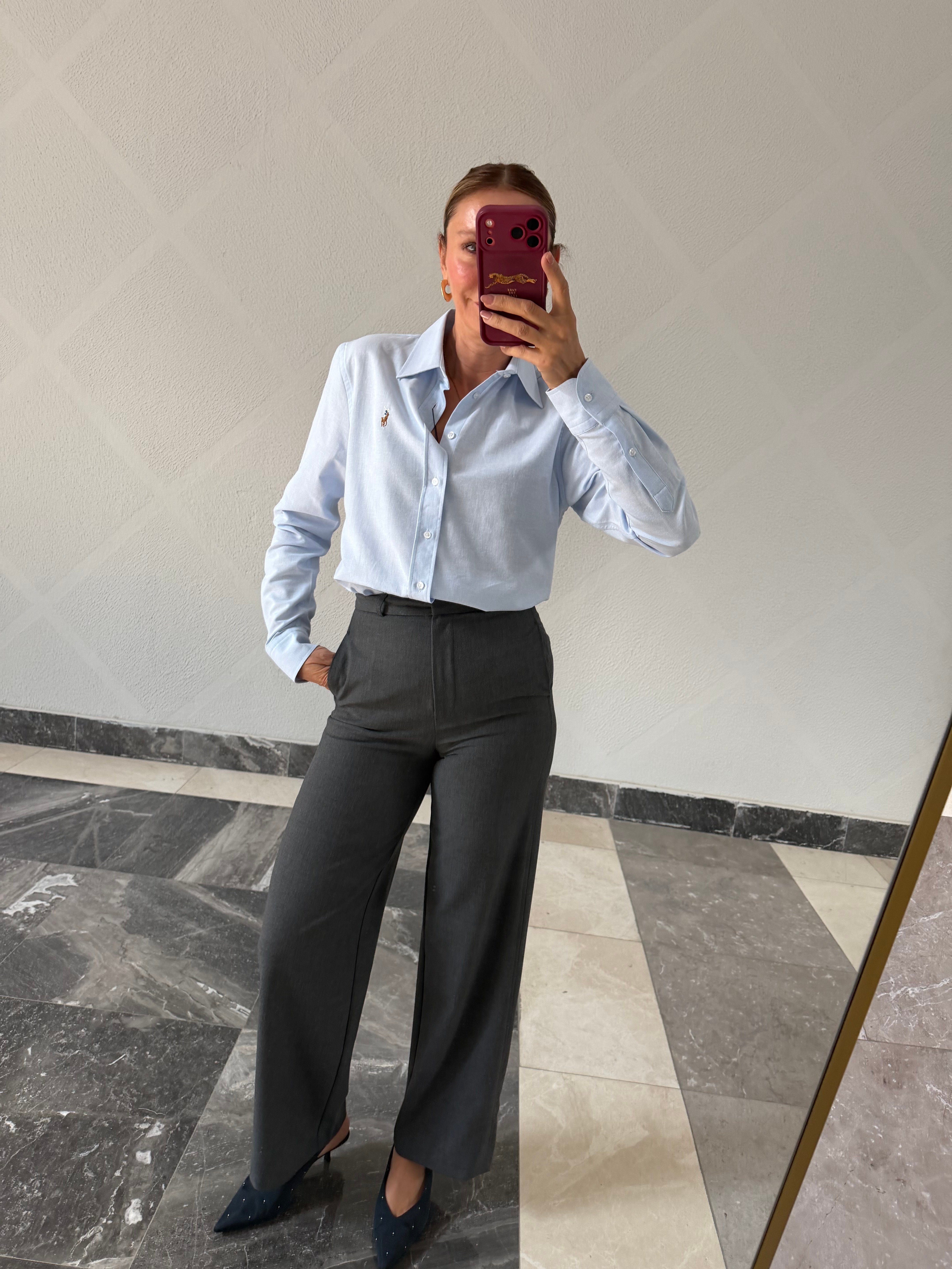 Bebek Mavi Premium Pamuklu Oxford Gömlek