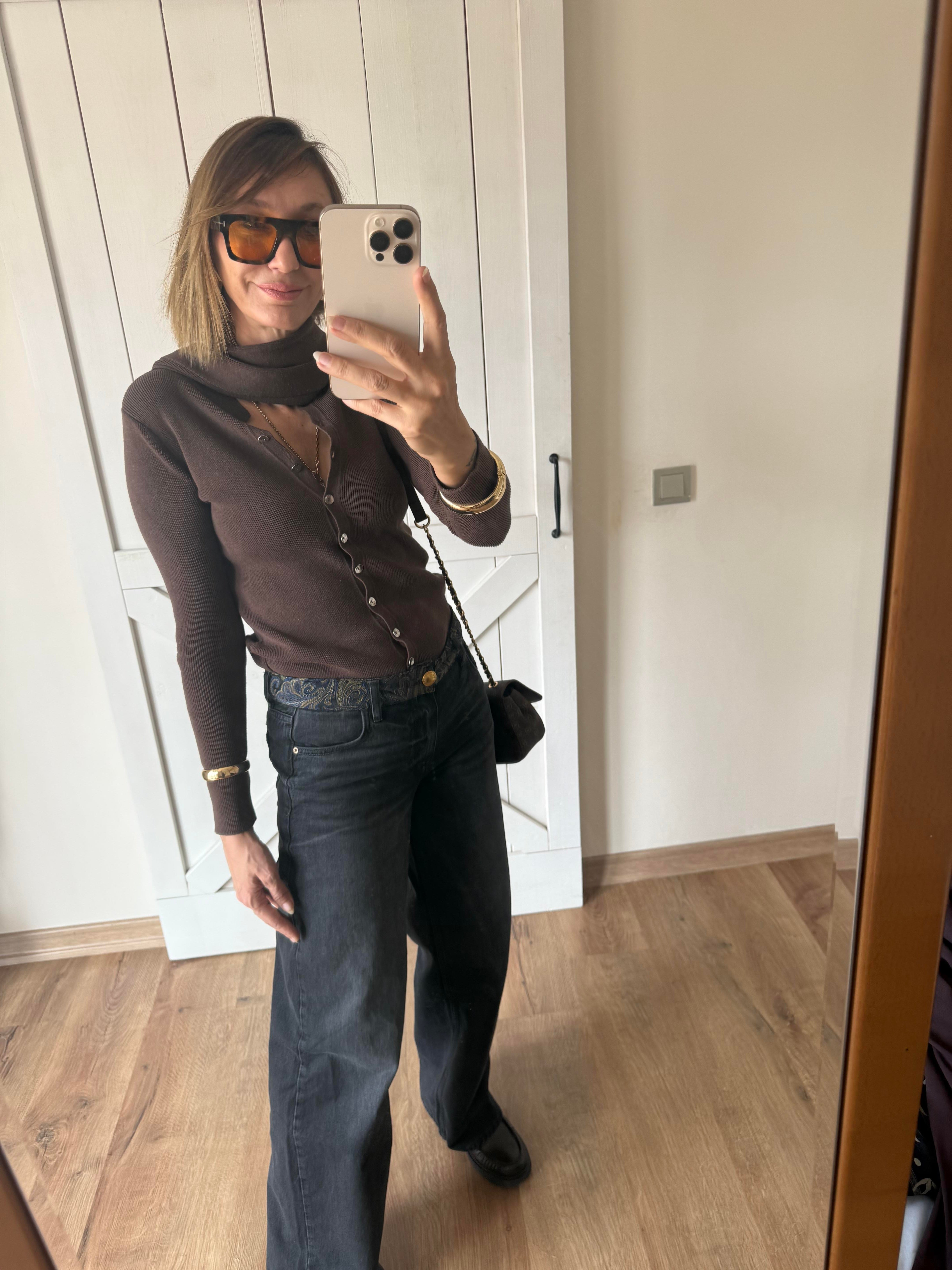 Bel Detayı Etnik Desenli Orta Bel Palazzo  Jean