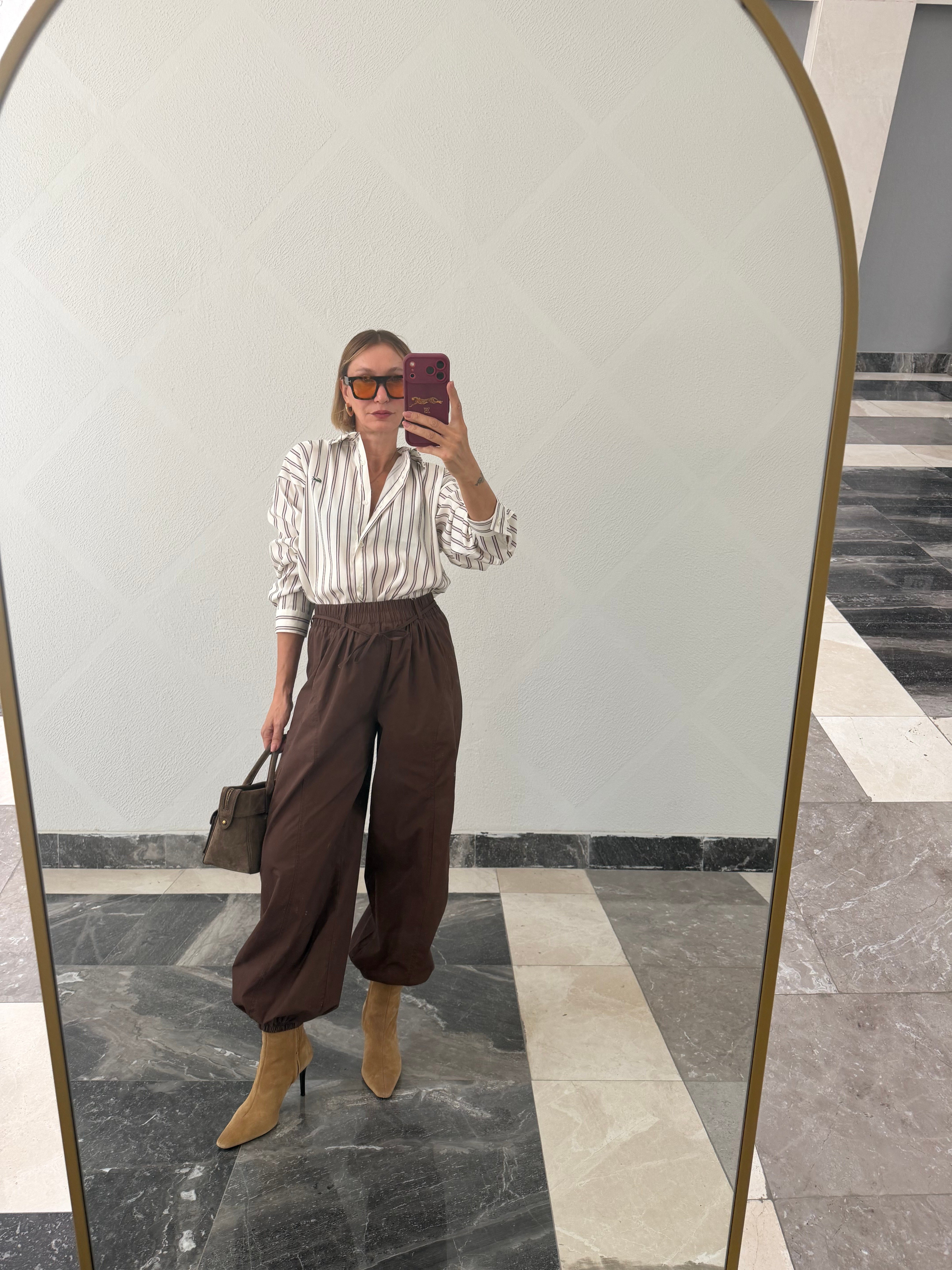 Bel Lastikli İpli Frankly Kahve Bileği Latikli İko Pantolonı