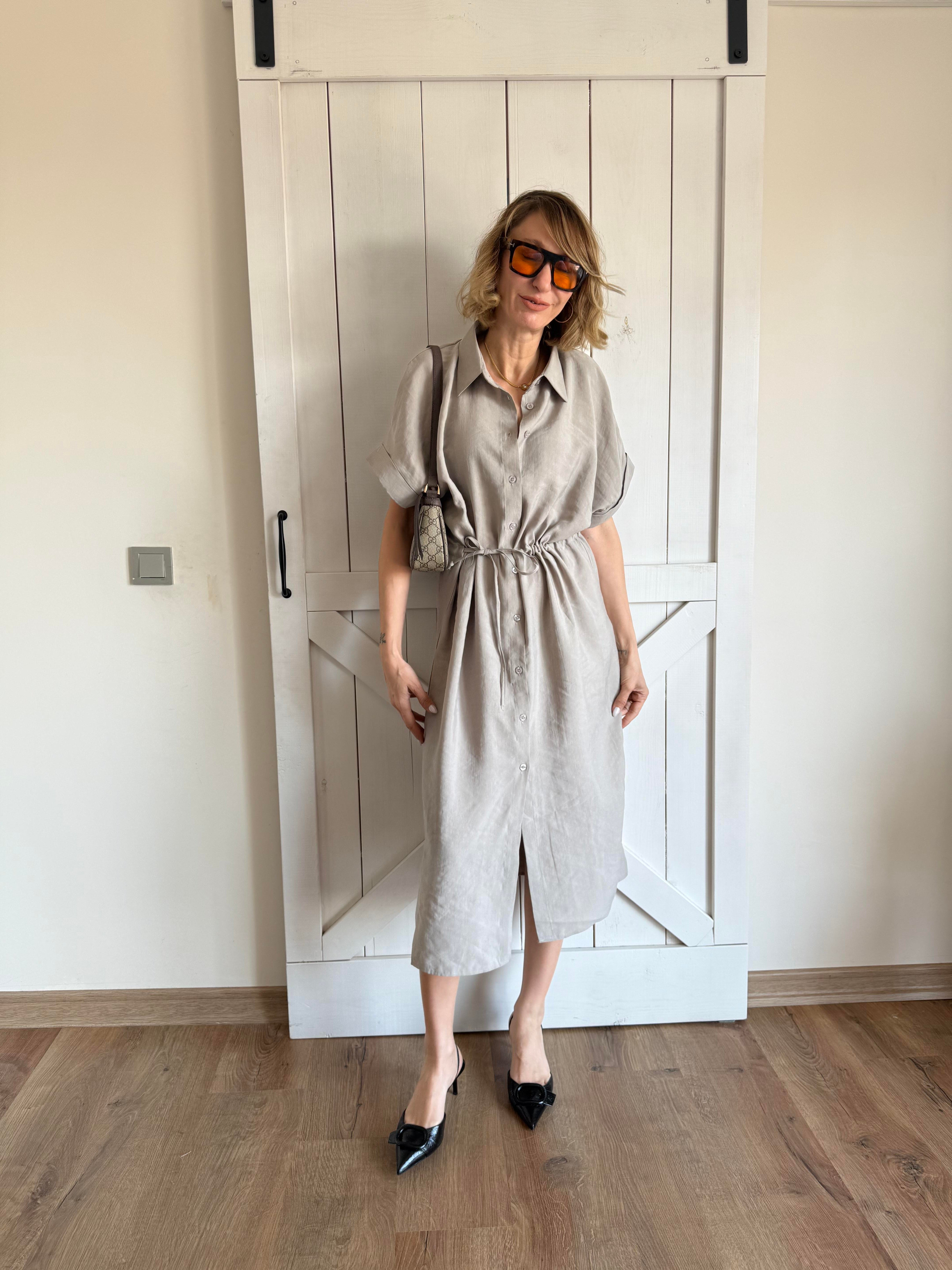 Belden Büzdürmeli Taş Elbise