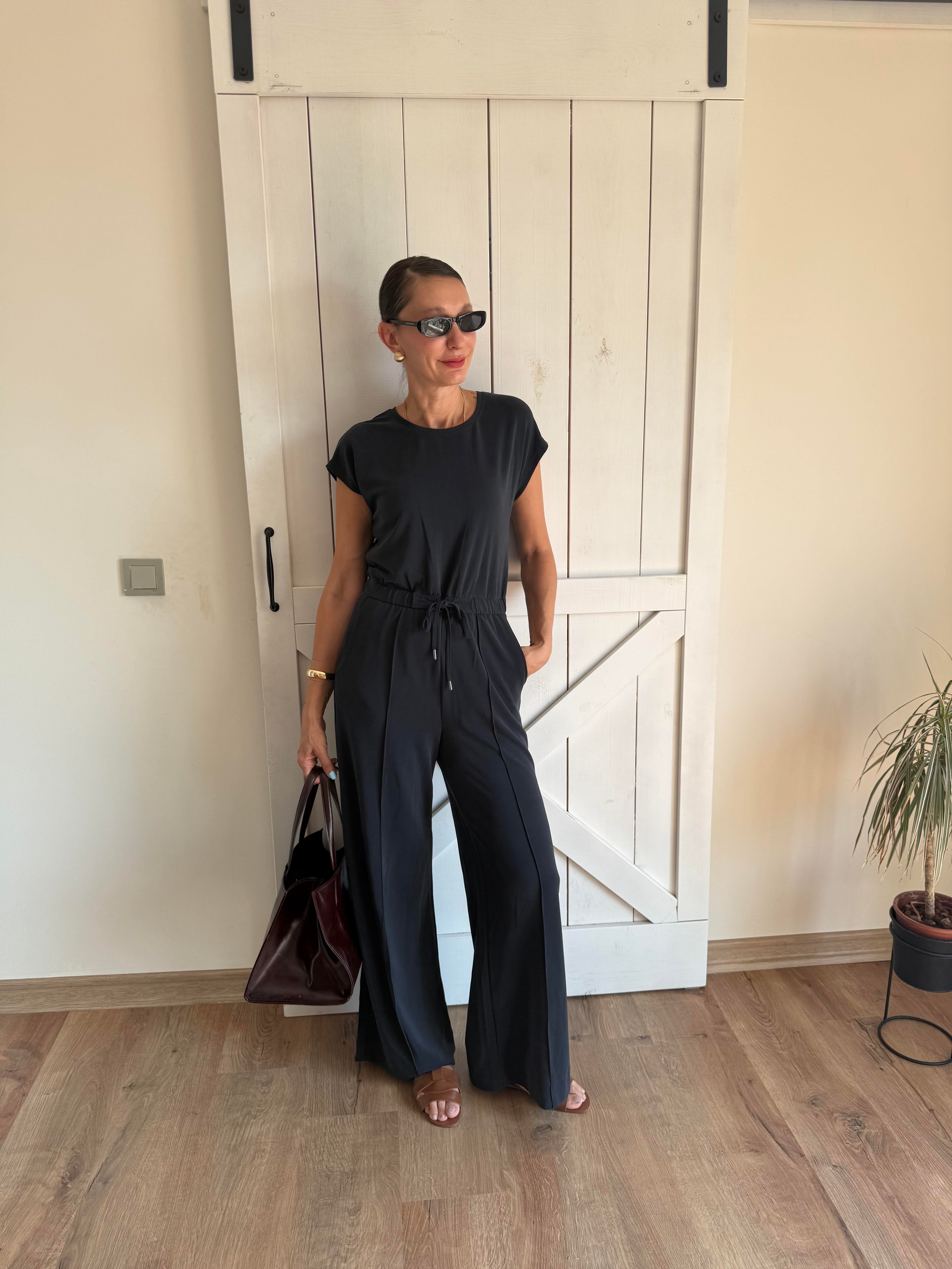 Belden Büzgülü Çima Dikişli Tulum