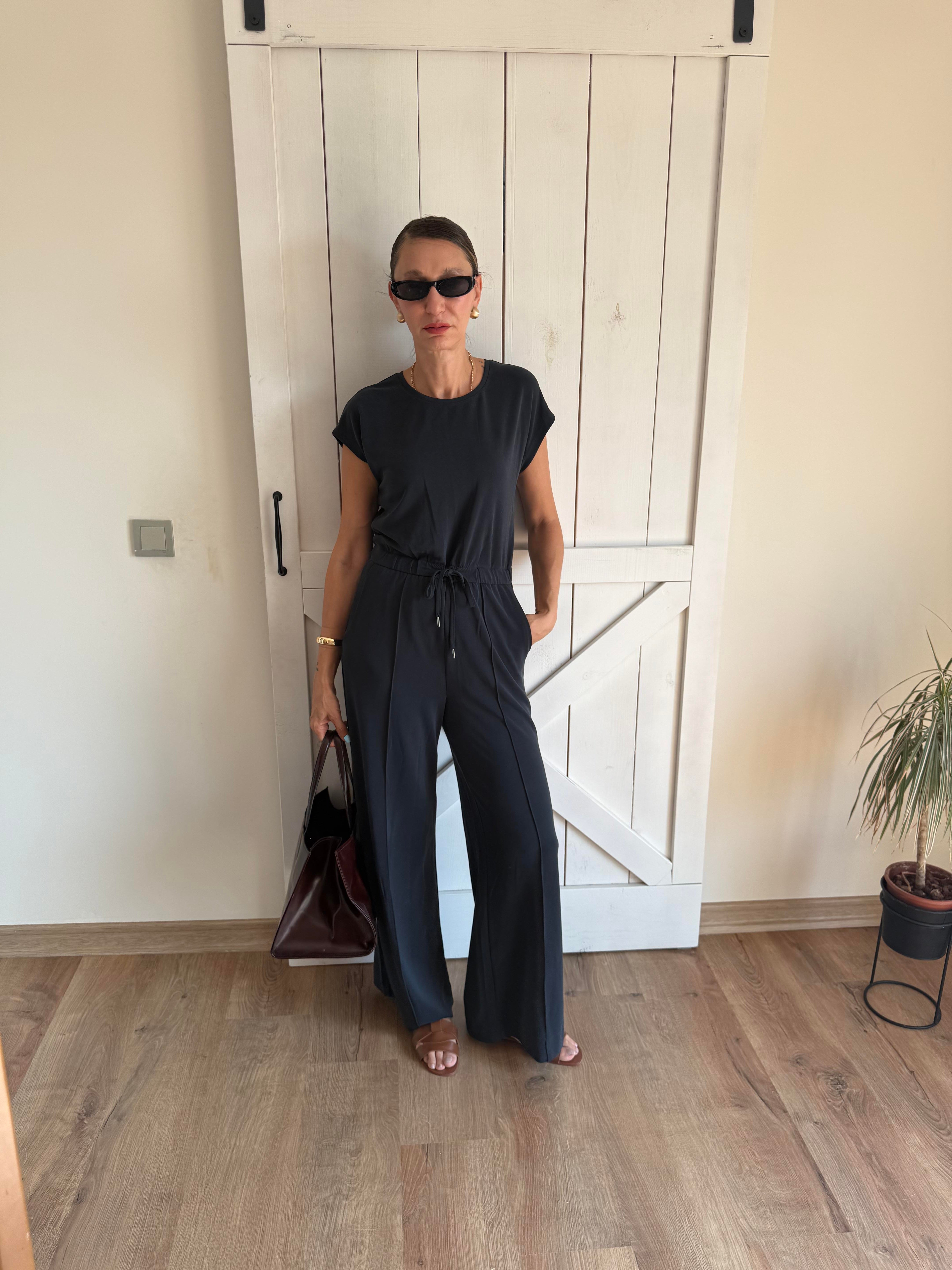 Belden Büzgülü Çima Dikişli Tulum