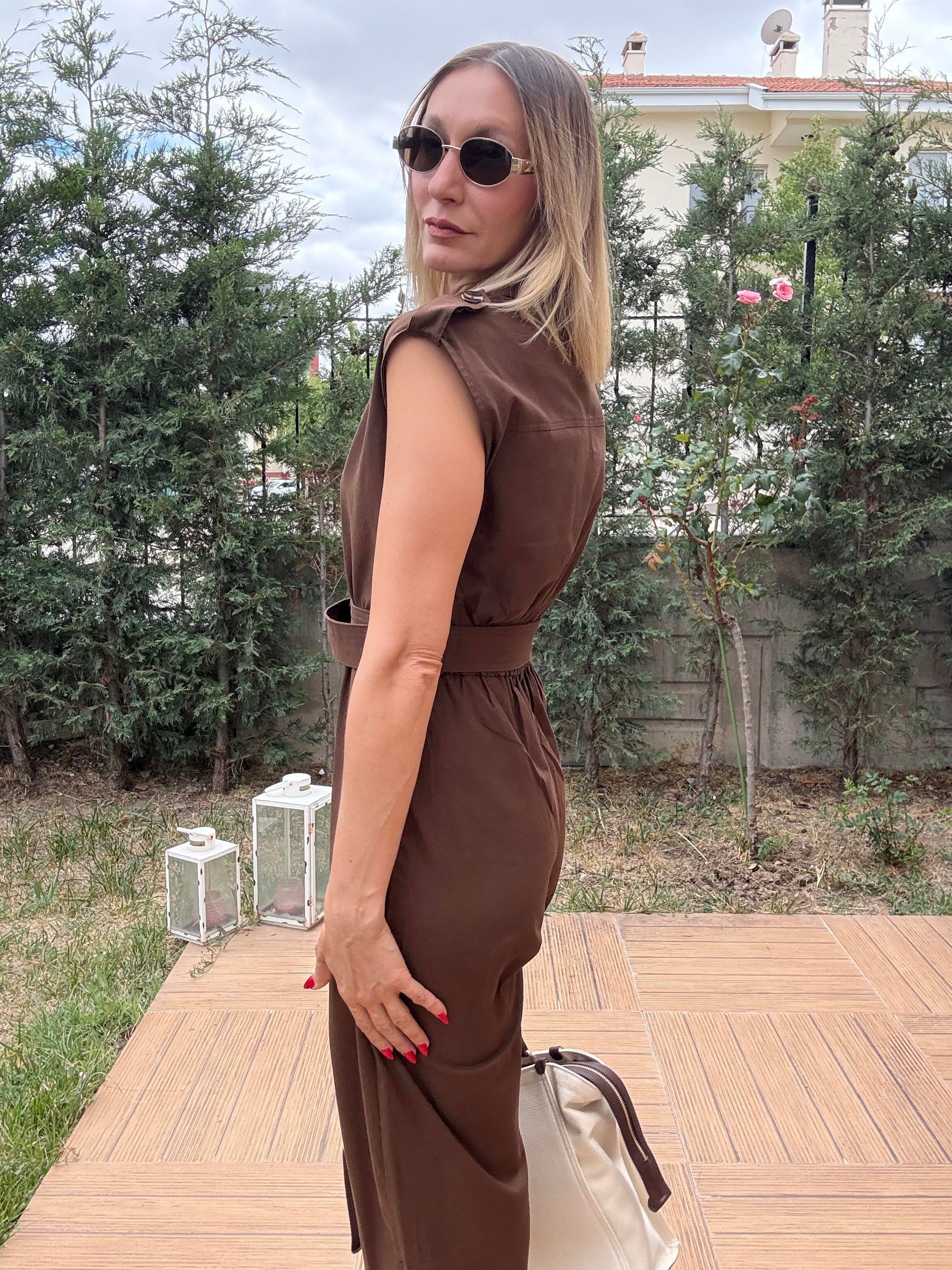 Beli Kemerli Keten Tulum