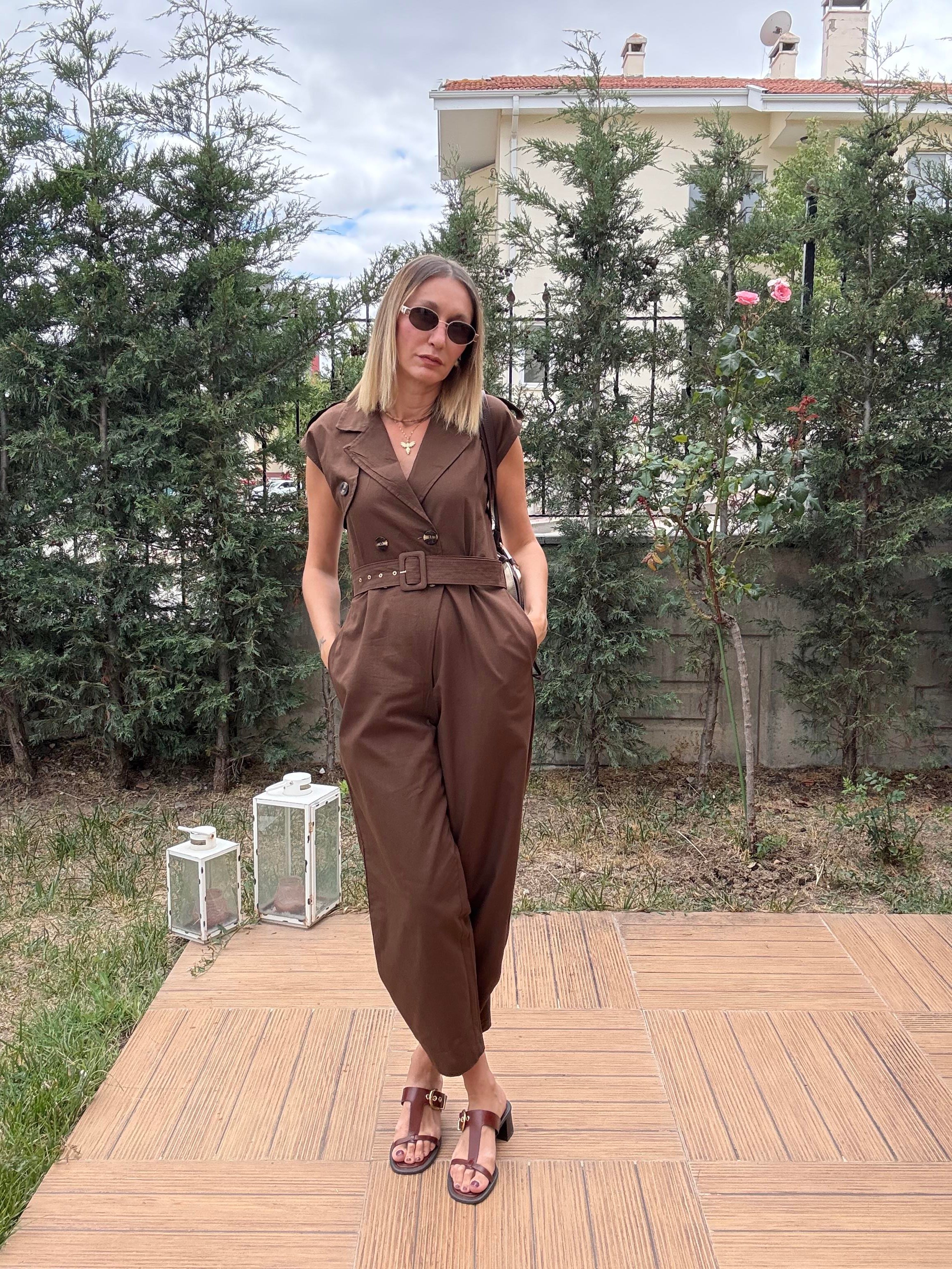 Beli Kemerli Keten Tulum