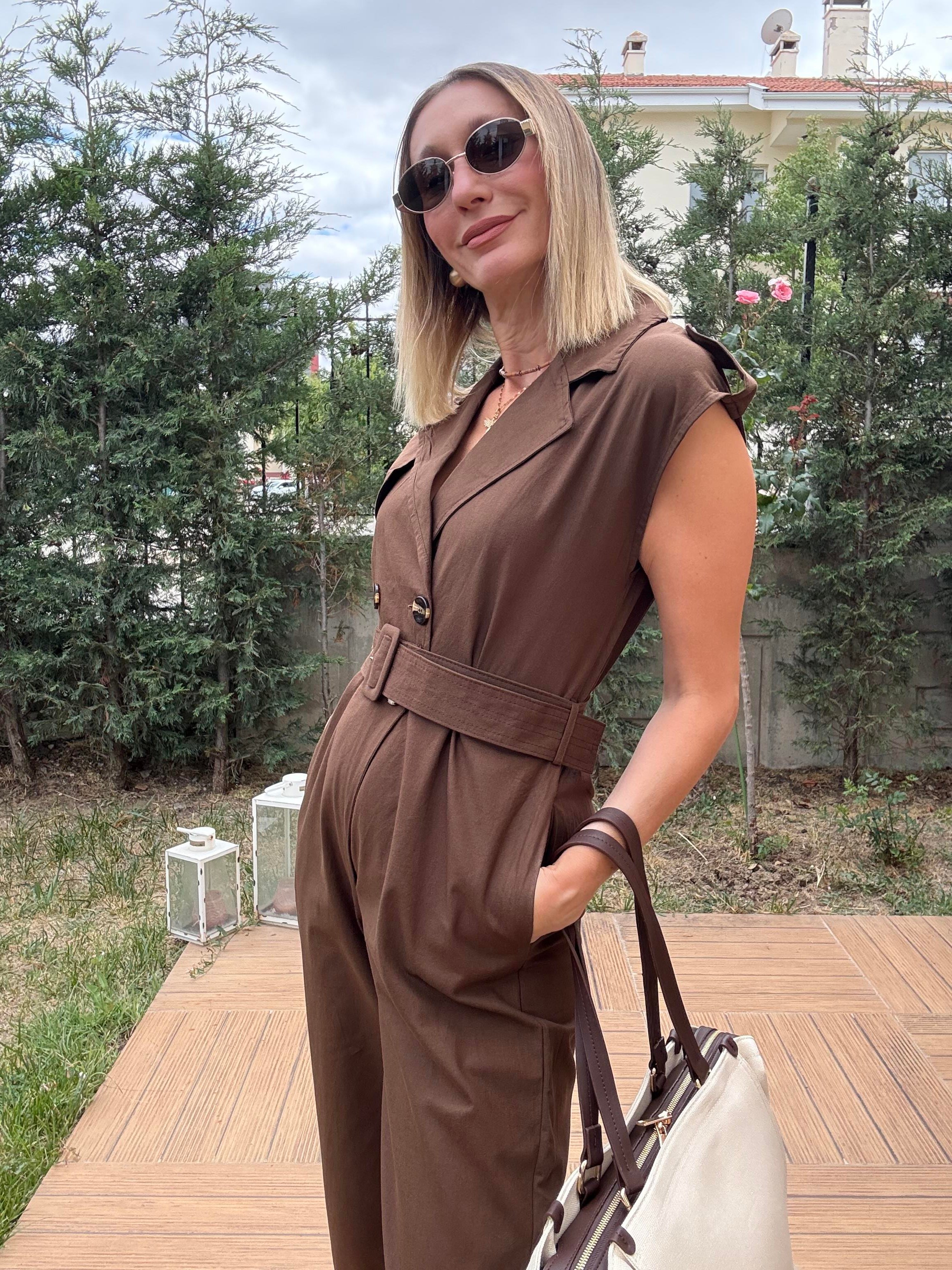 Beli Kemerli Keten Tulum