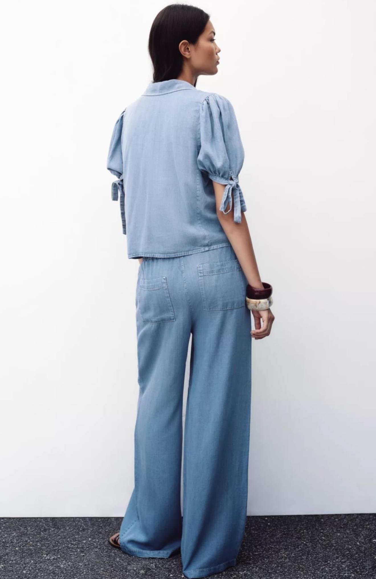 Beli Lastikli Denim Görünüm Pantolon