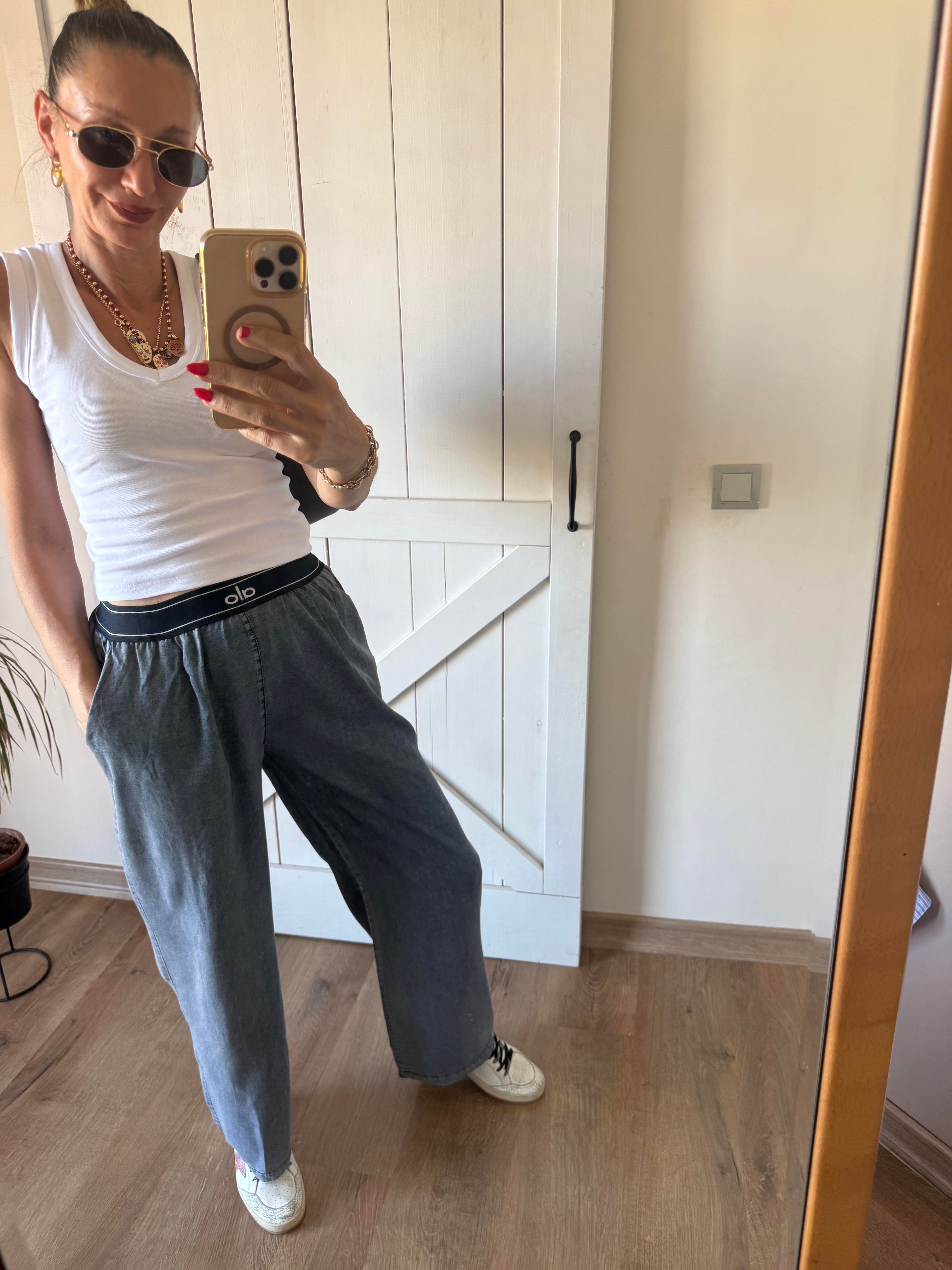 Beli Latikli Gri Pantolon