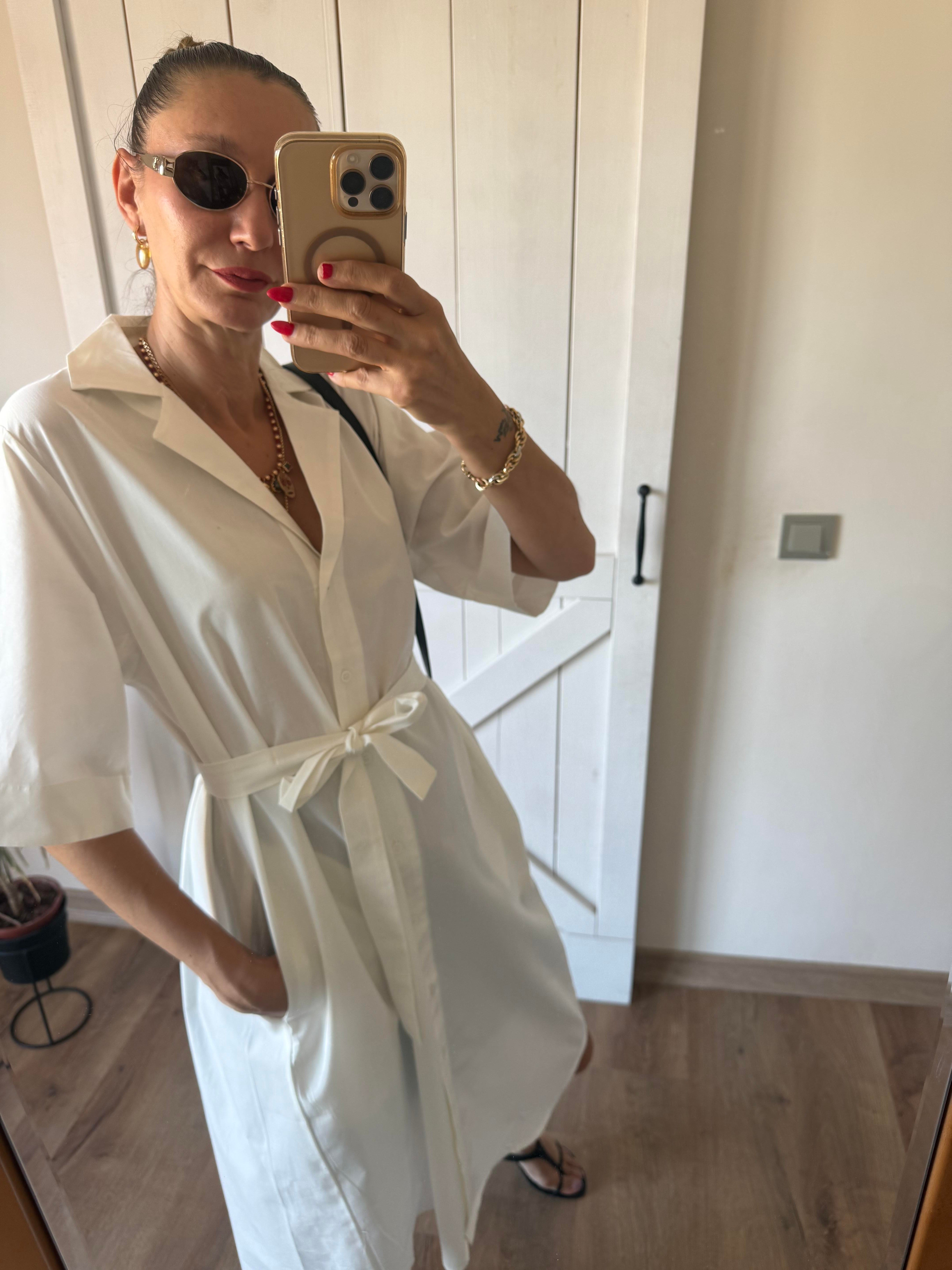 Beyaz Gömlek Kos Elbise