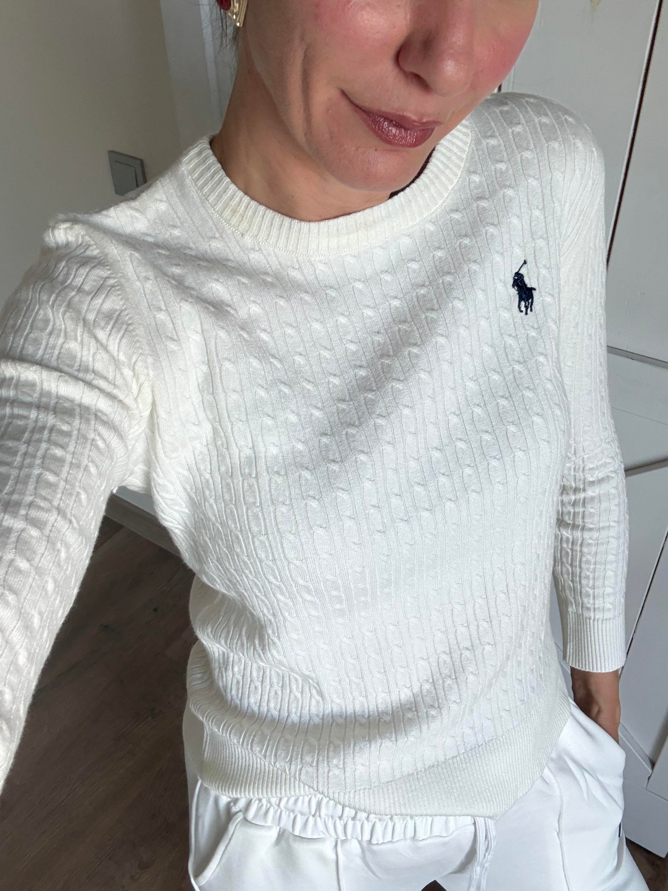 Beyaz İnce Saç Örgülü Triko