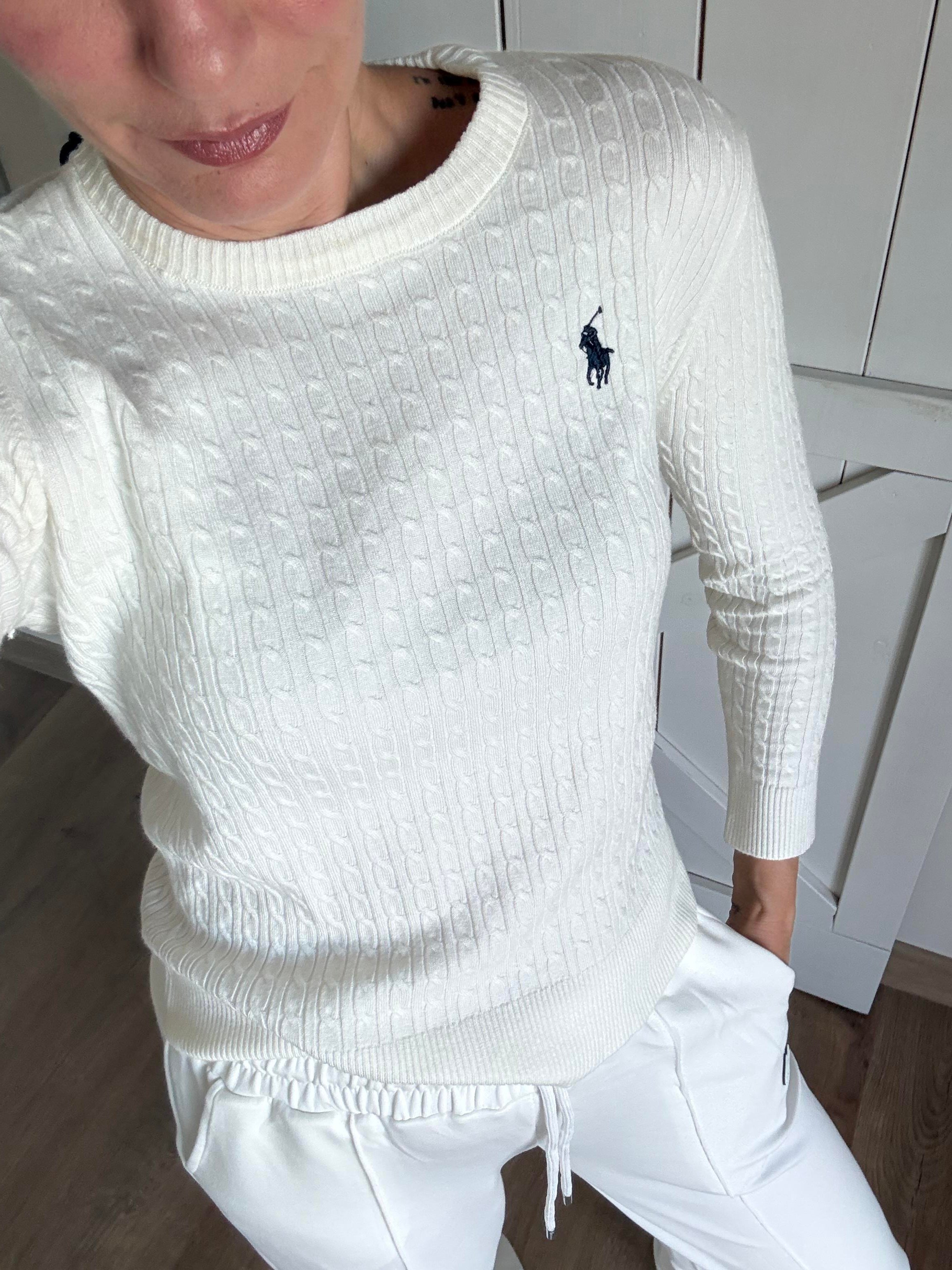 Beyaz İnce Saç Örgülü Triko