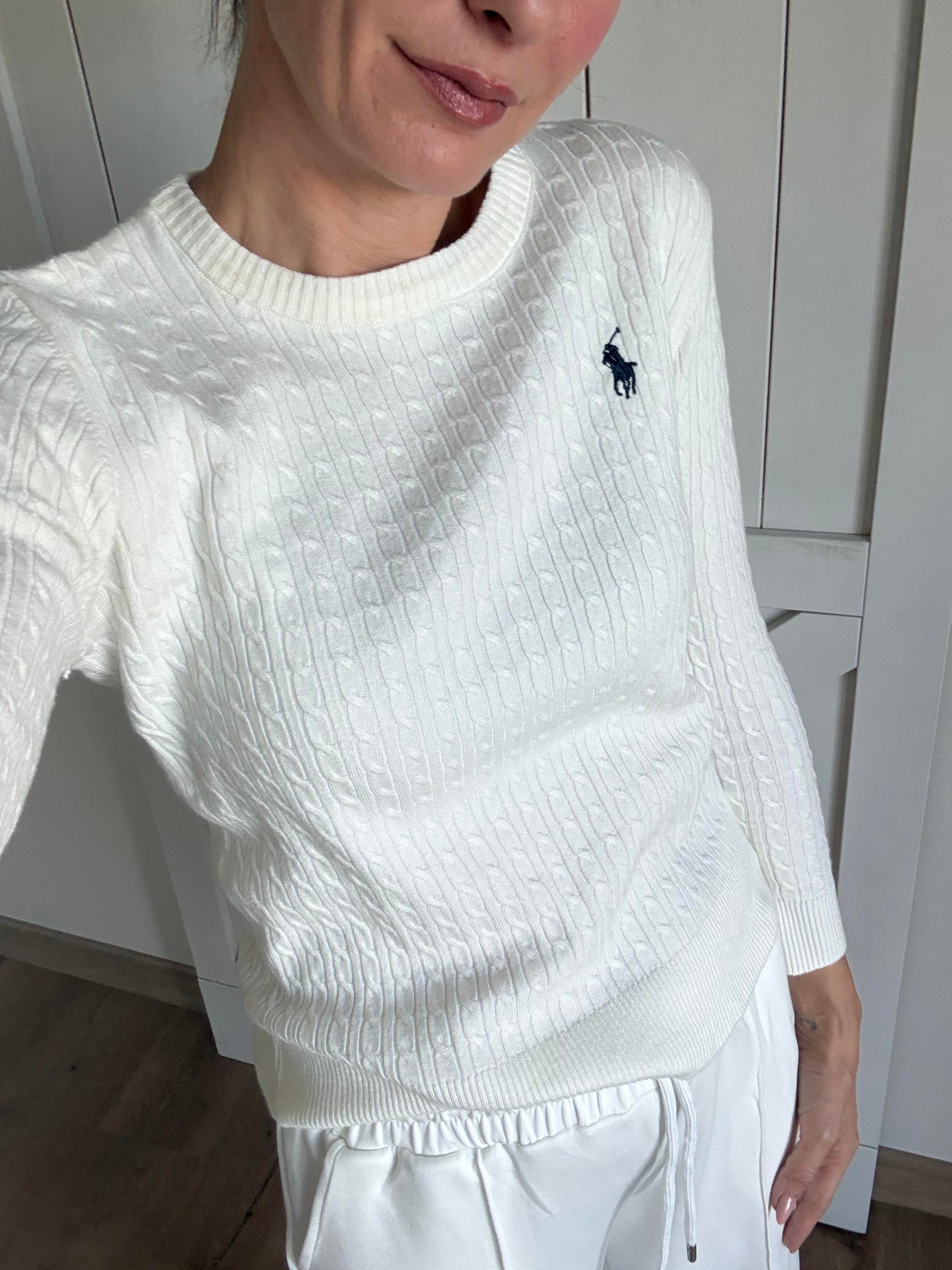 Beyaz İnce Saç Örgülü Triko