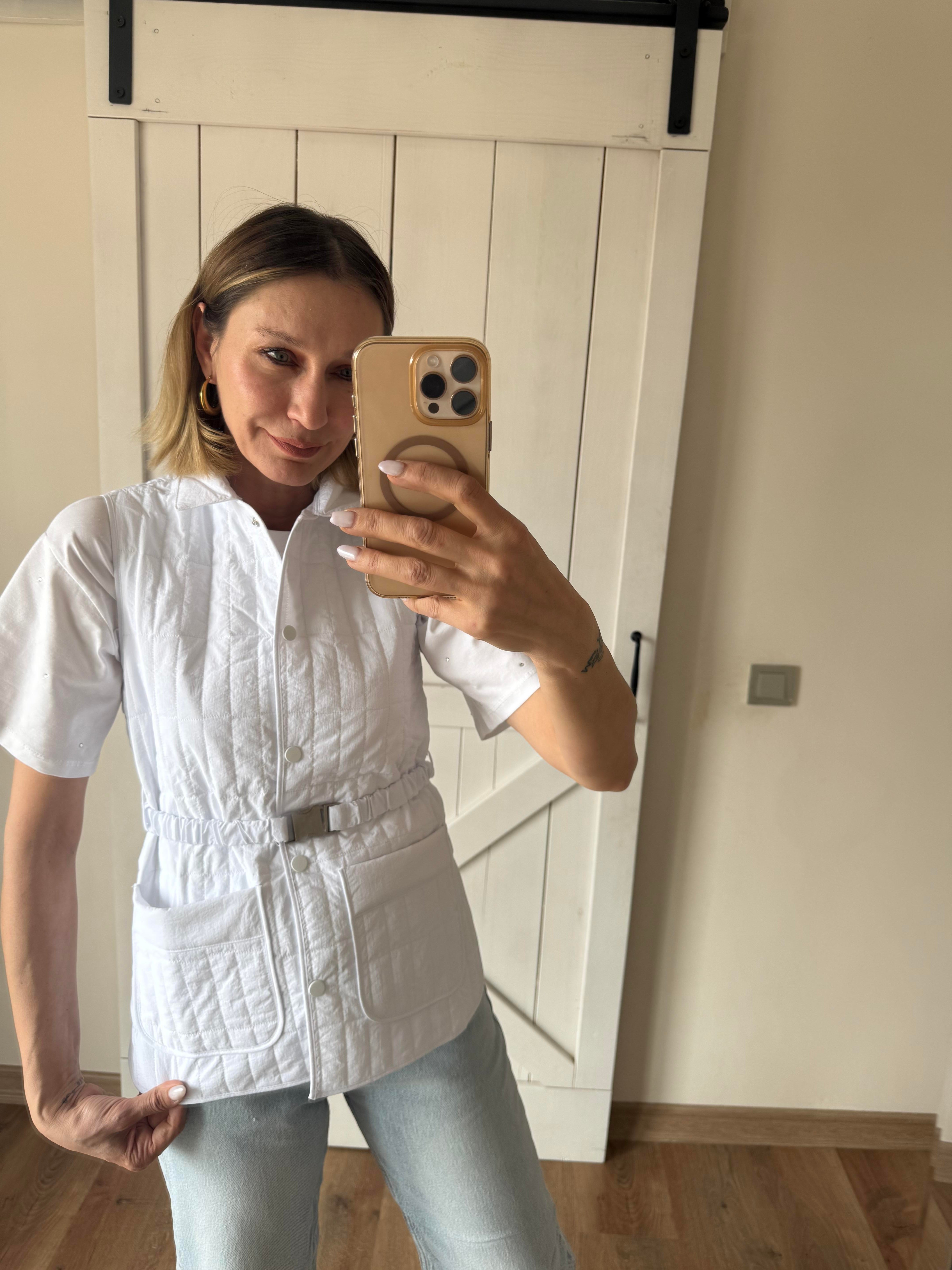 Beyaz Kapitone Yelek