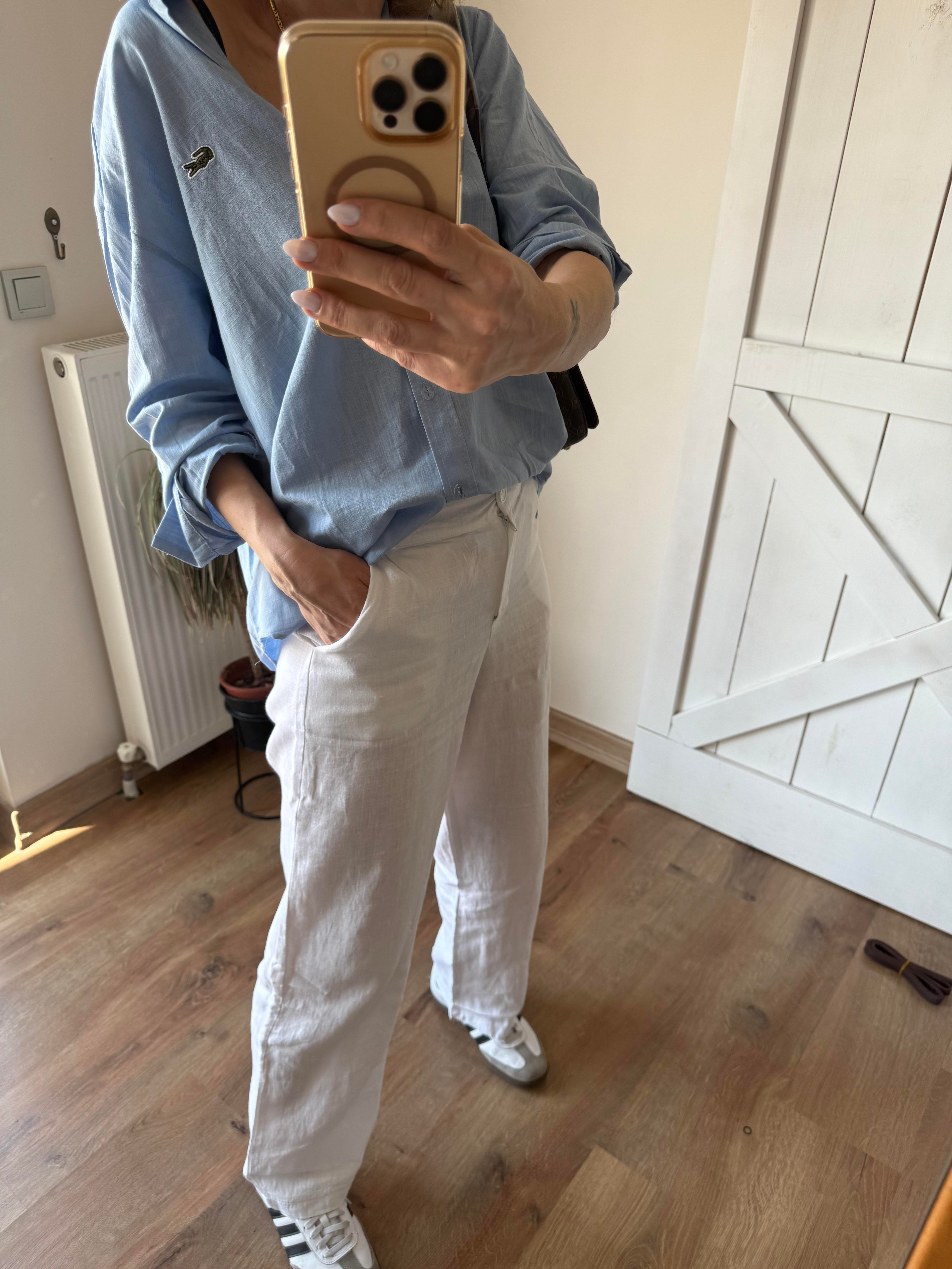 Beyaz Keten Massi Pantolon