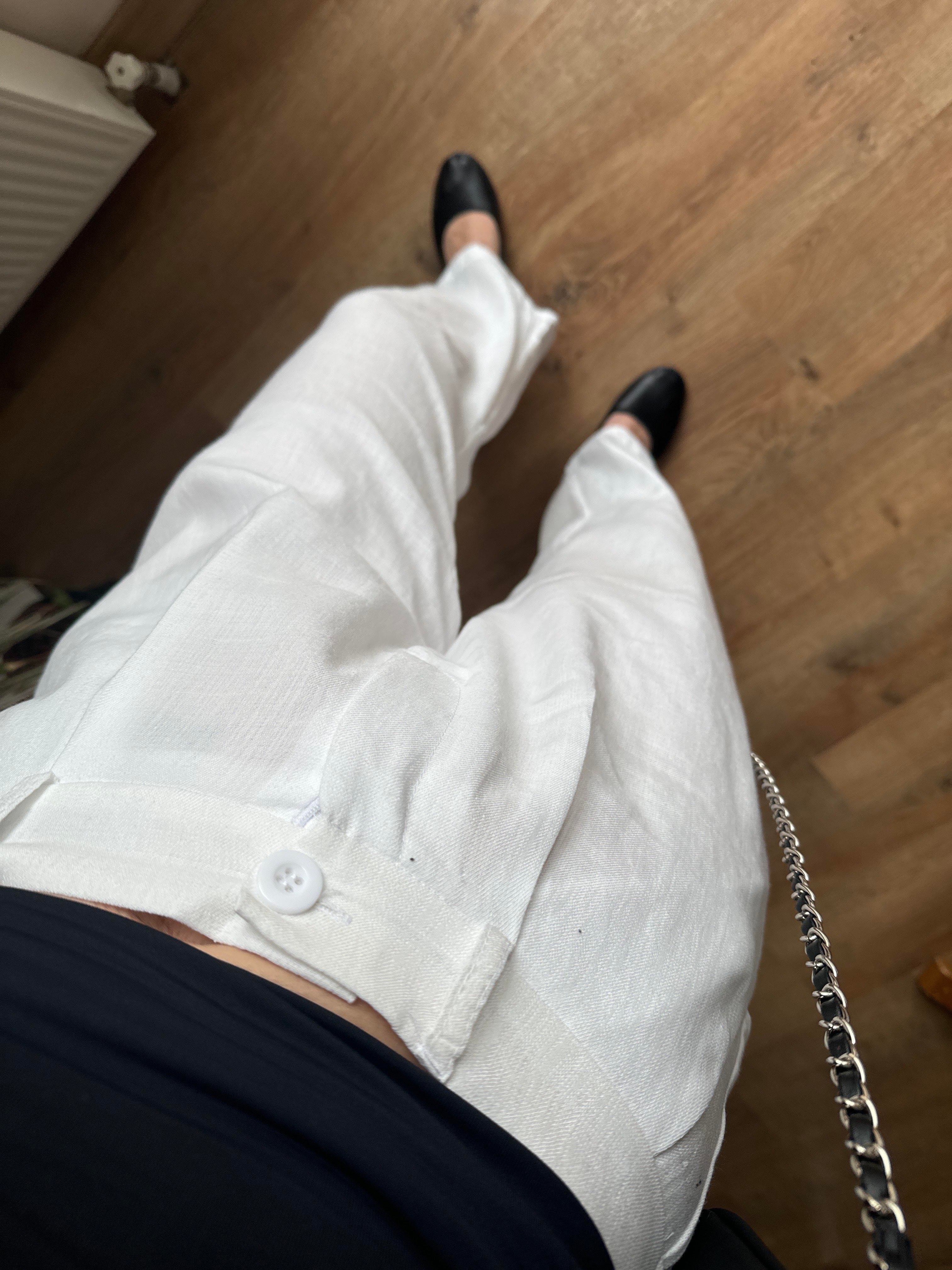 Beyaz Md Keten Pantolon