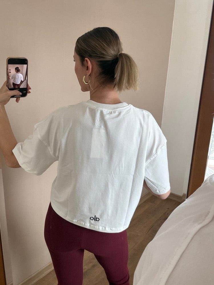 Beyaz Nakışlı Premium Pamuklu Kumaş  Tshirt