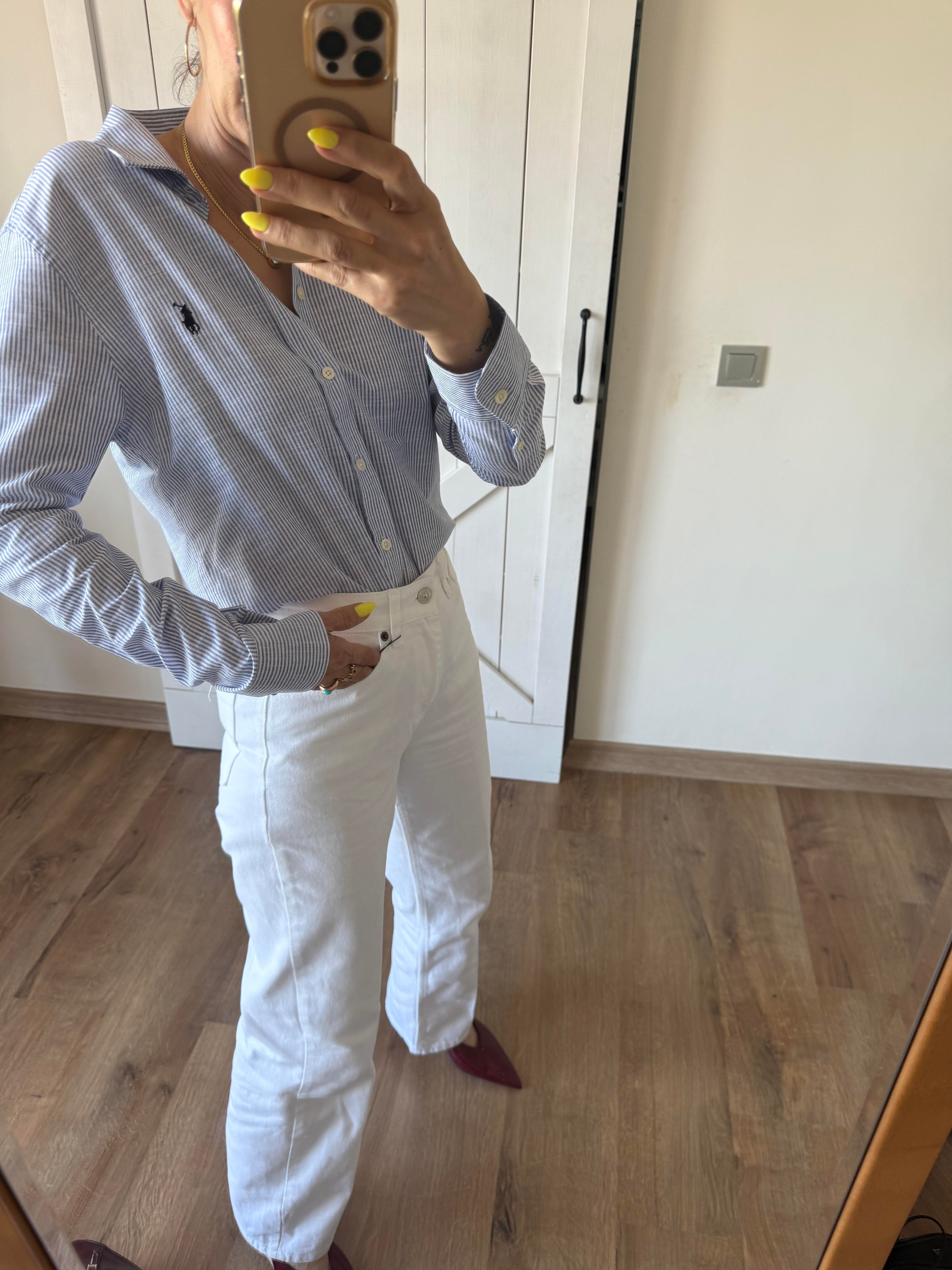 Beyaz Straight Jean Pantolon