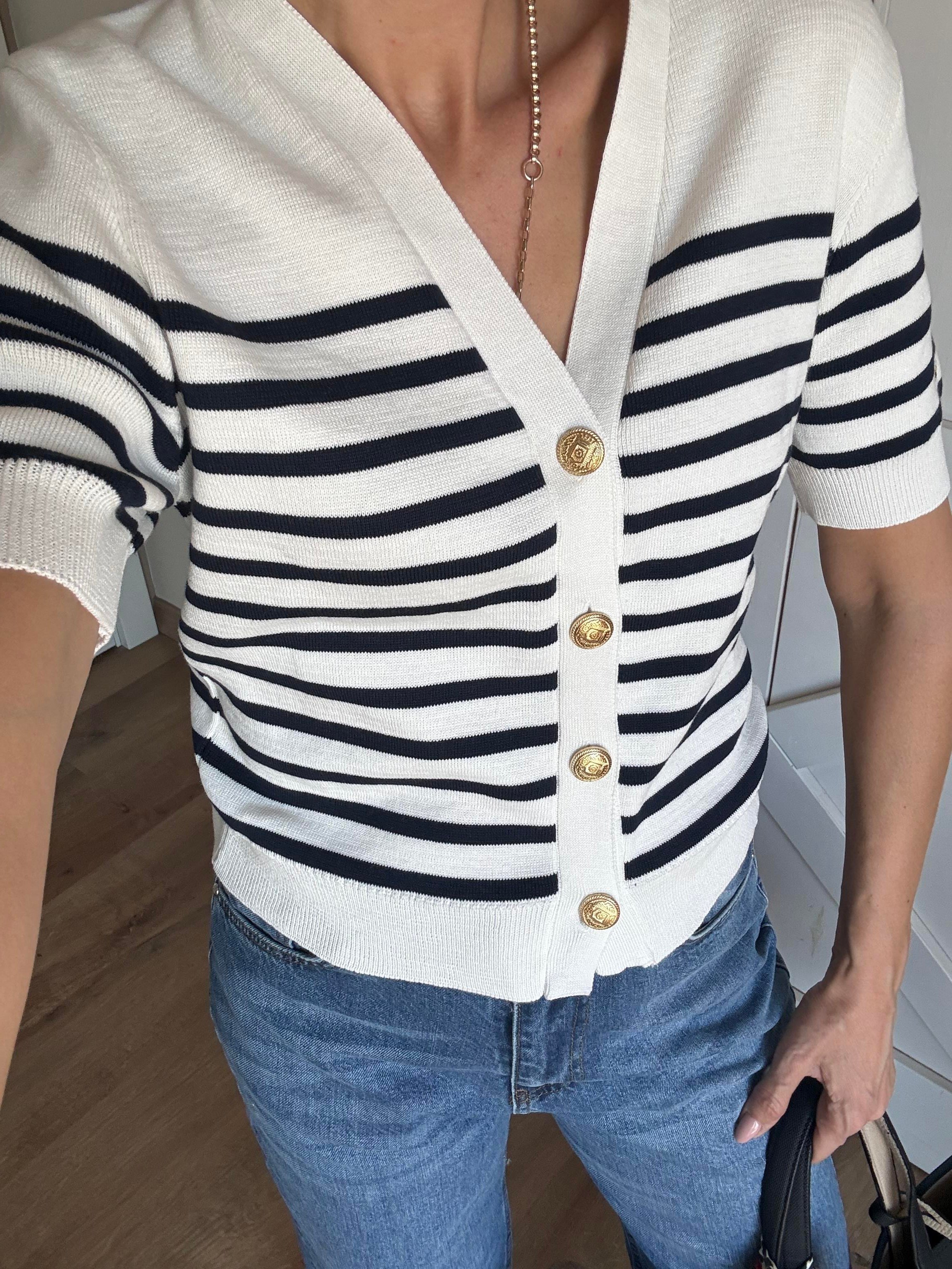 Beyaz Th Lacivert Çizgili Hırja