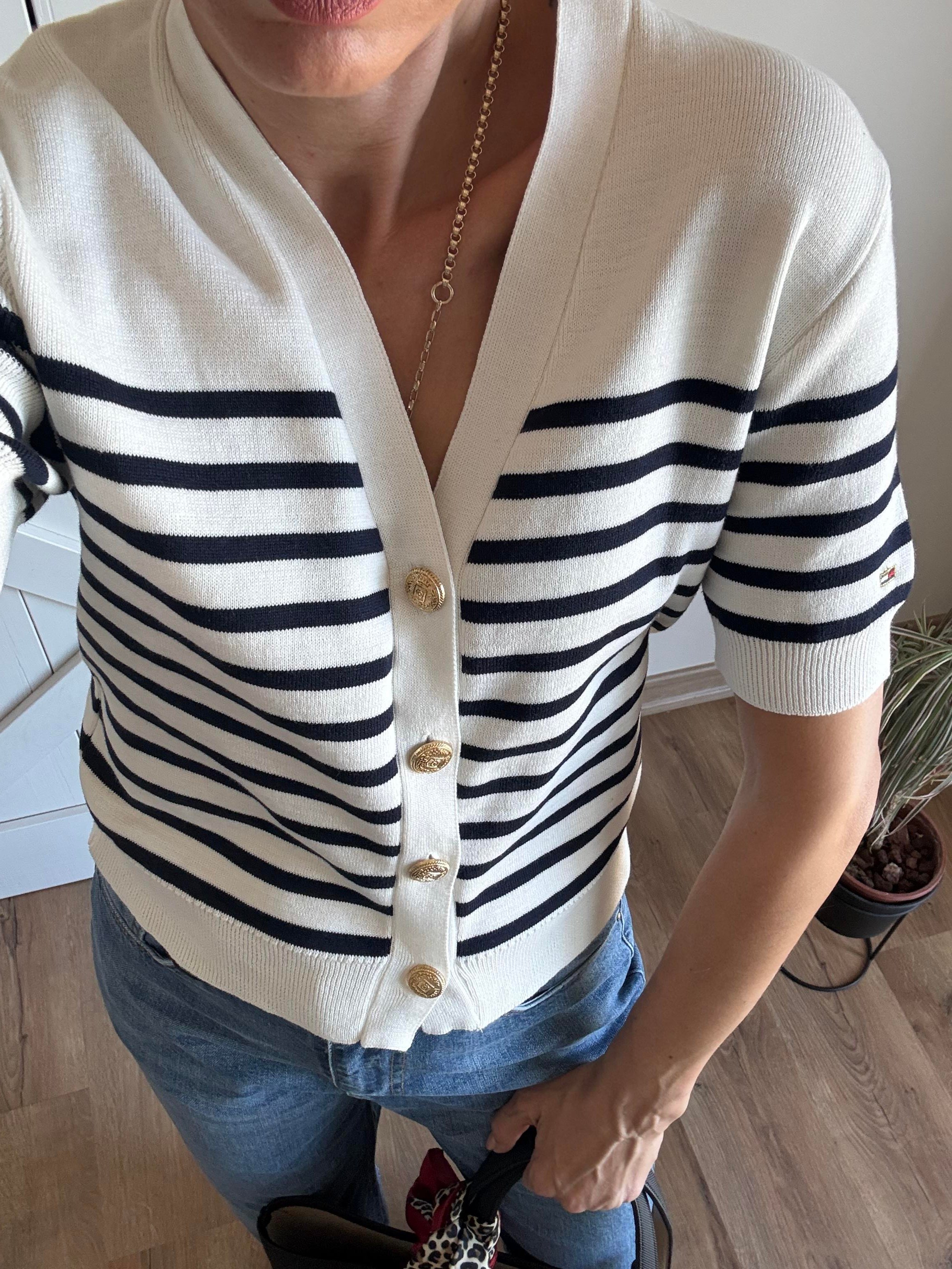 Beyaz Th Lacivert Çizgili Hırja