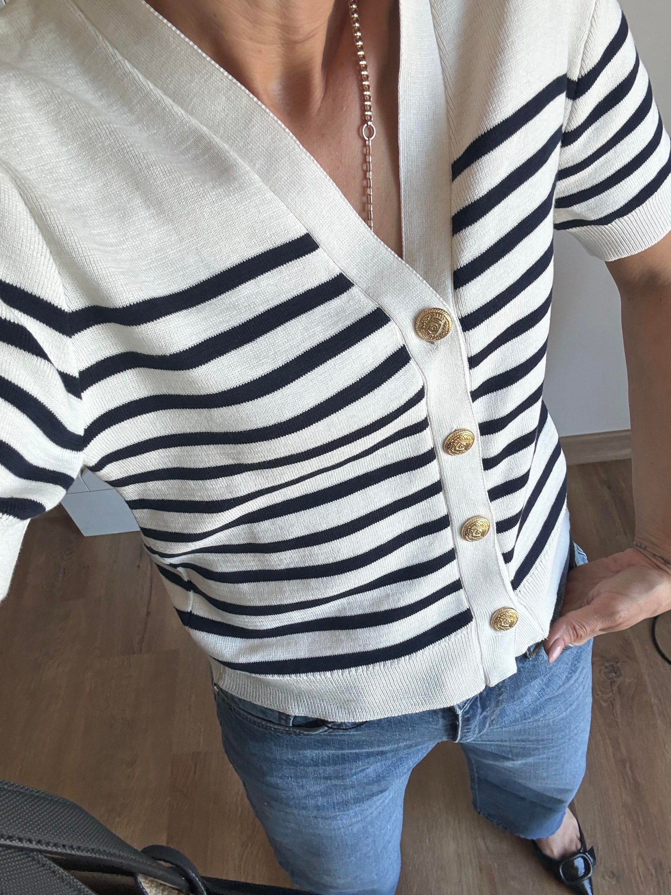 Beyaz Th Lacivert Çizgili Hırja